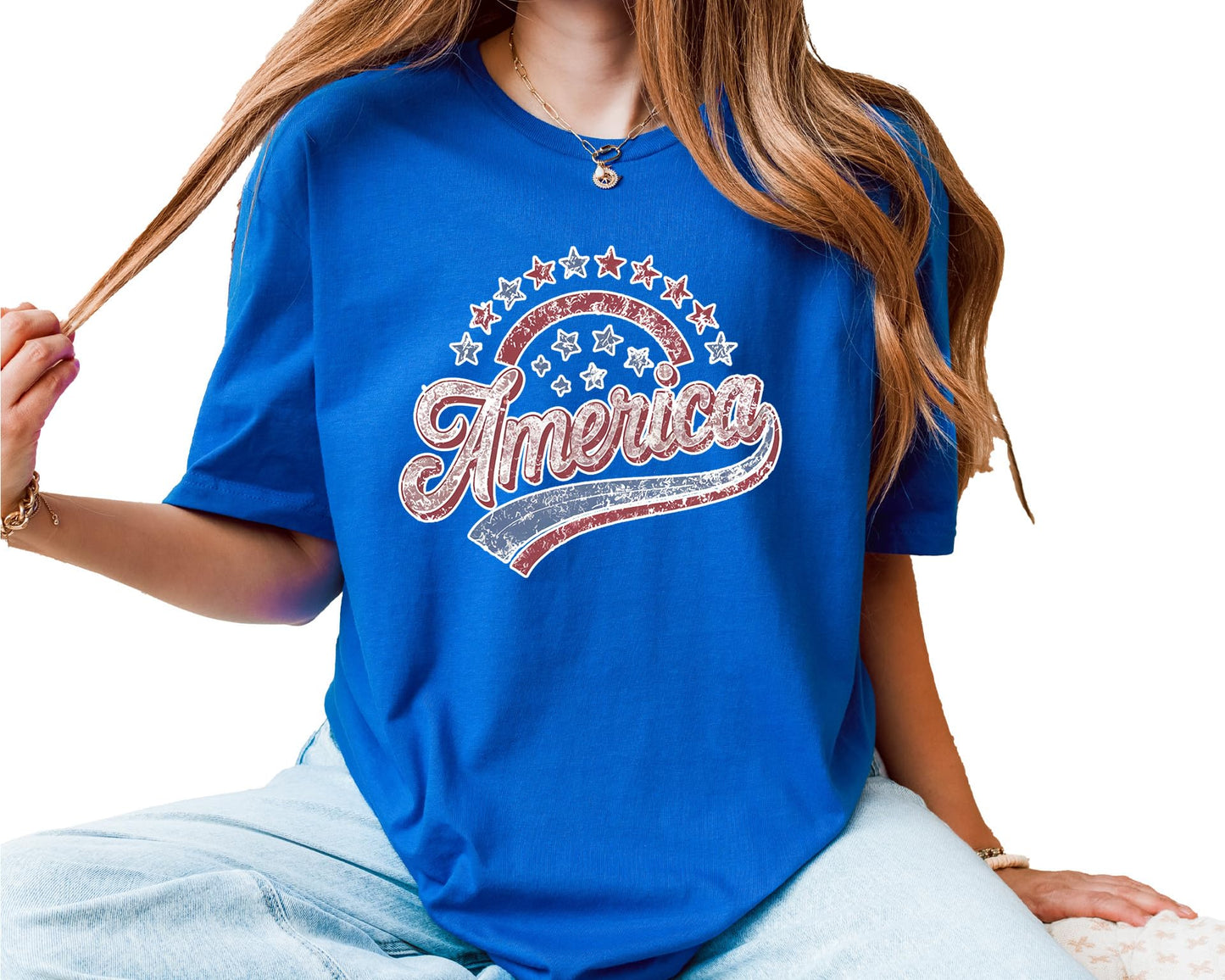 America Graphic T-Shirt – Unisex Patriotic Stars USA Shirt – Fourth of July American Flag Independence Day Tee