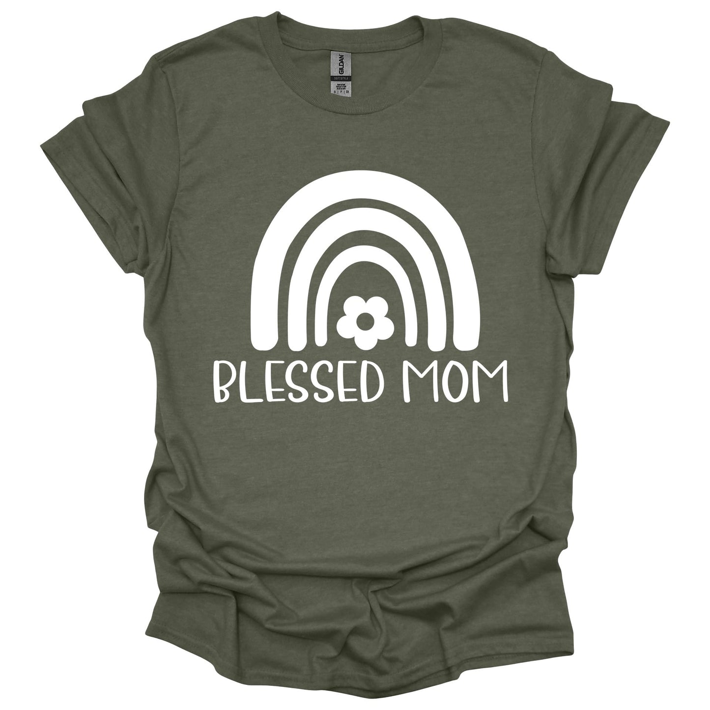Blessed Mom Shirt – Rainbow Graphic T-Shirt for Women – Cute for Moms