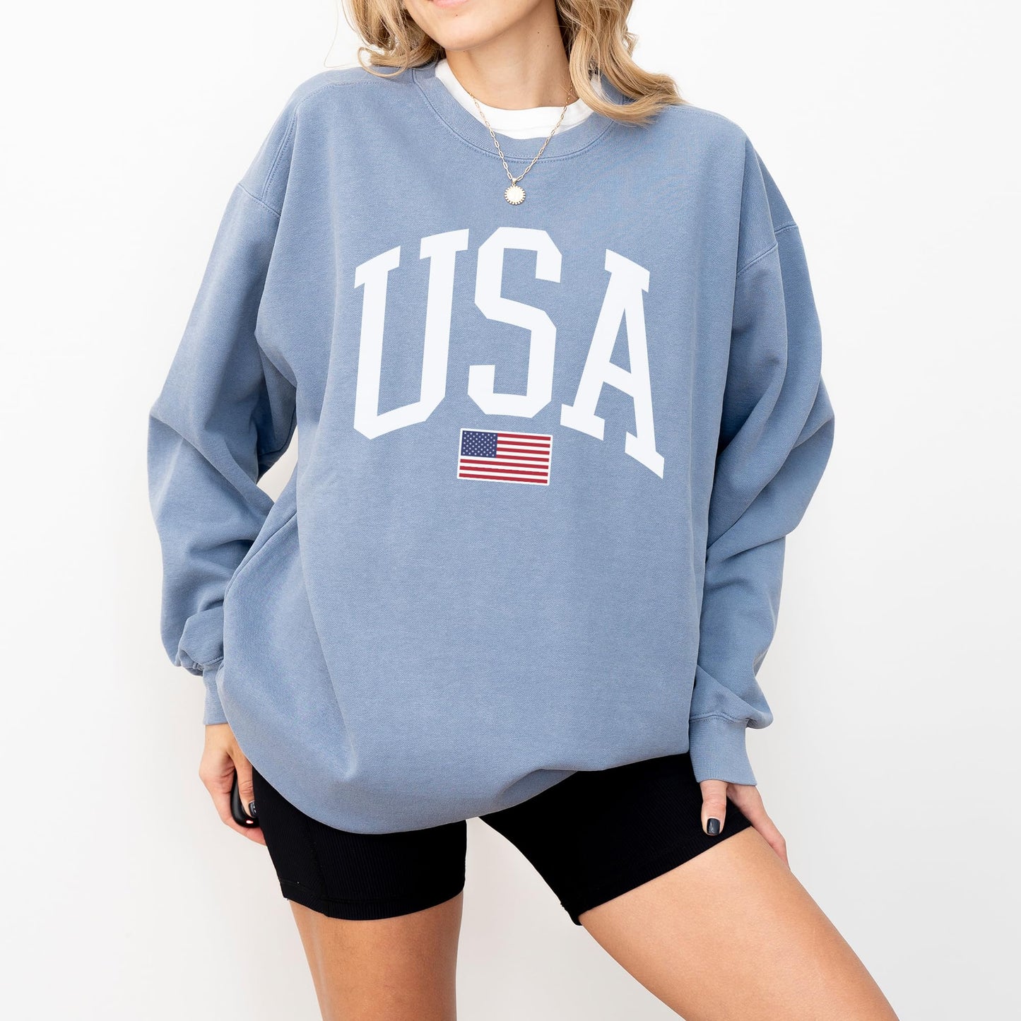 USA Flag Graphic Sweatshirt for 4th of July – Unisex Pullover for Women and Men, 80% Cotton, Perfect for Independence Day
