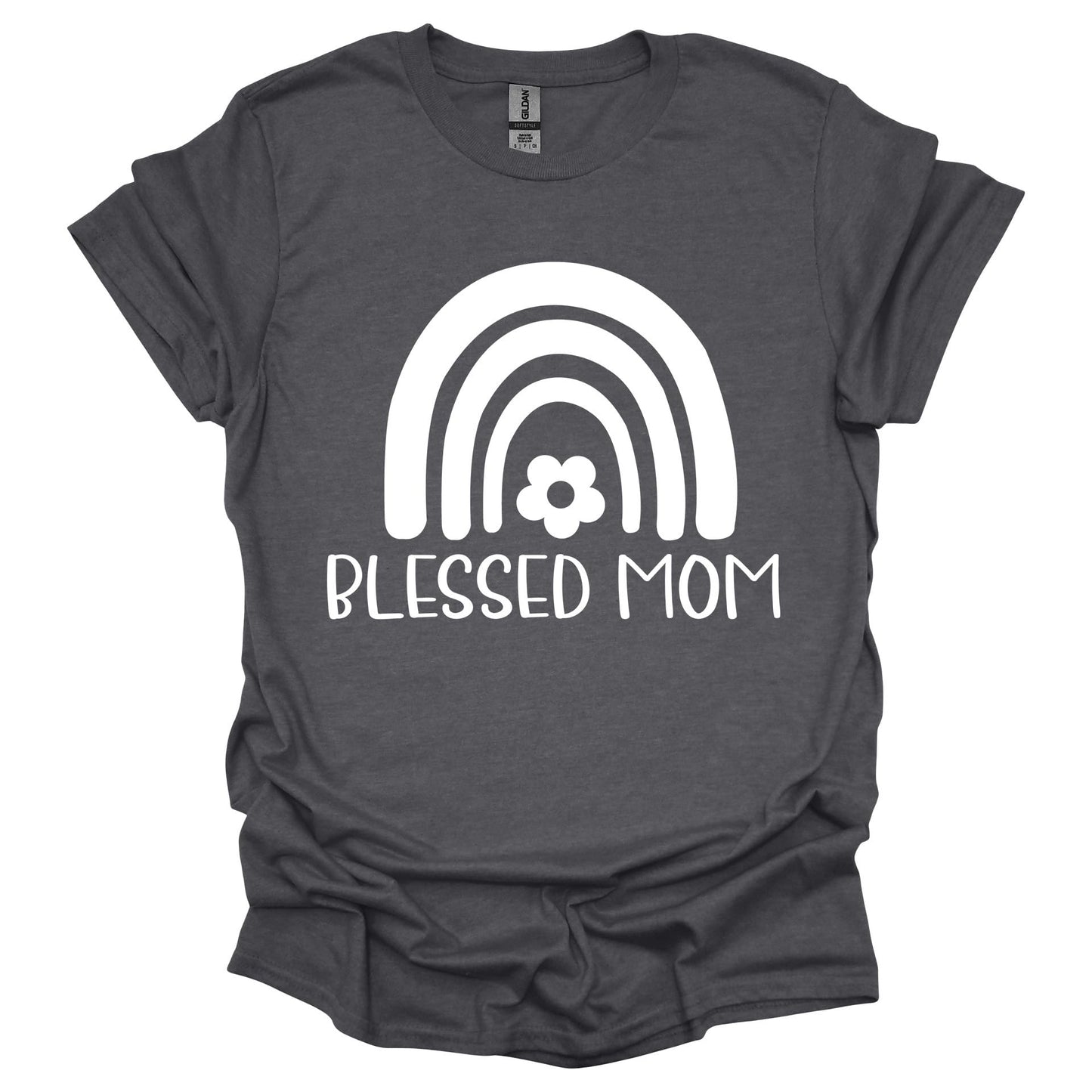 Blessed Mom Shirt – Rainbow Graphic T-Shirt for Women – Cute for Moms