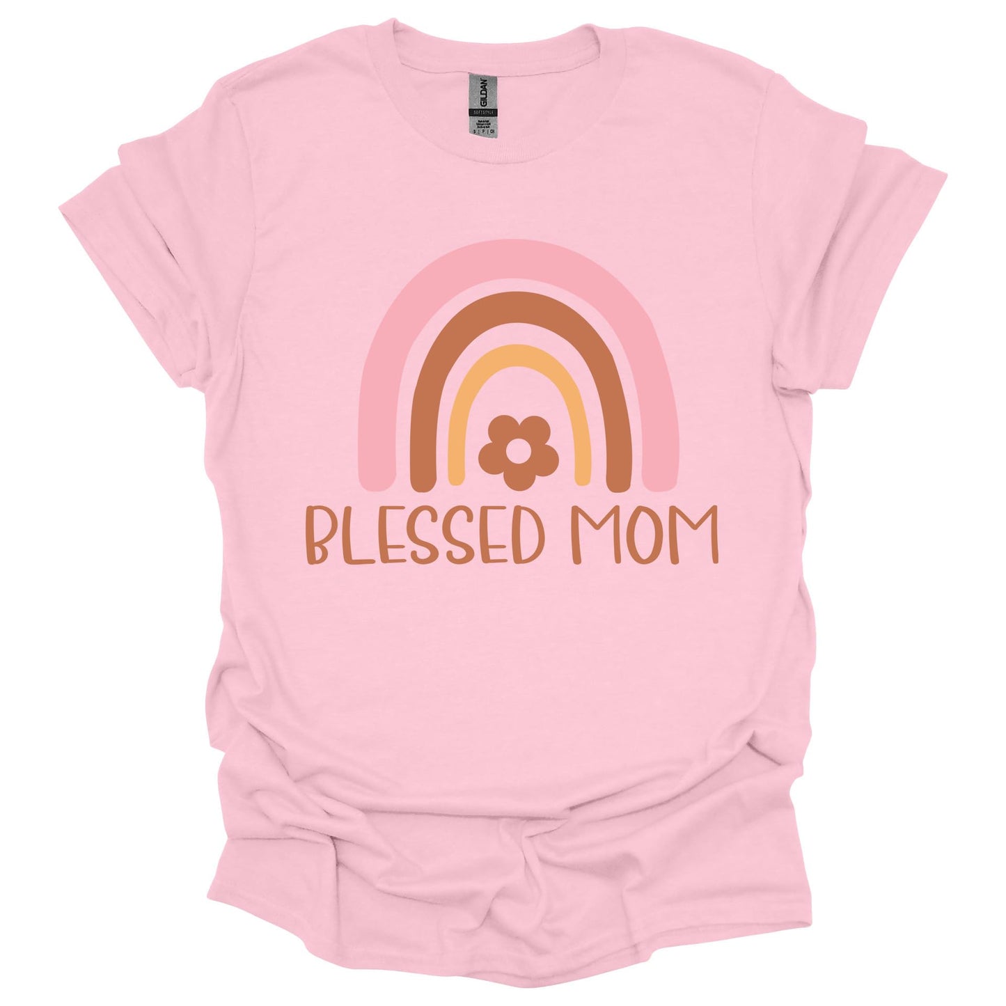 Blessed Mom Shirt – Rainbow Graphic T-Shirt for Women – Cute for Moms