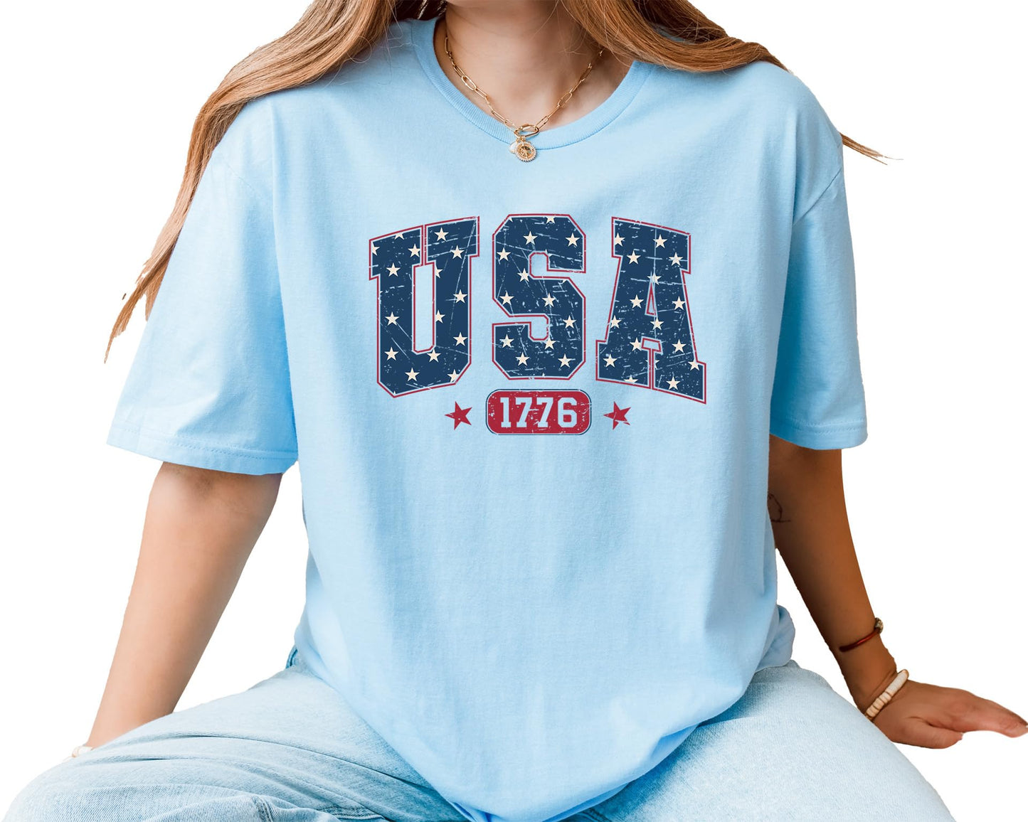 USA 1776 Graphic T-Shirt – Unisex Patriotic Independence Day Shirt – Vintage American Flag Fourth of July Tee
