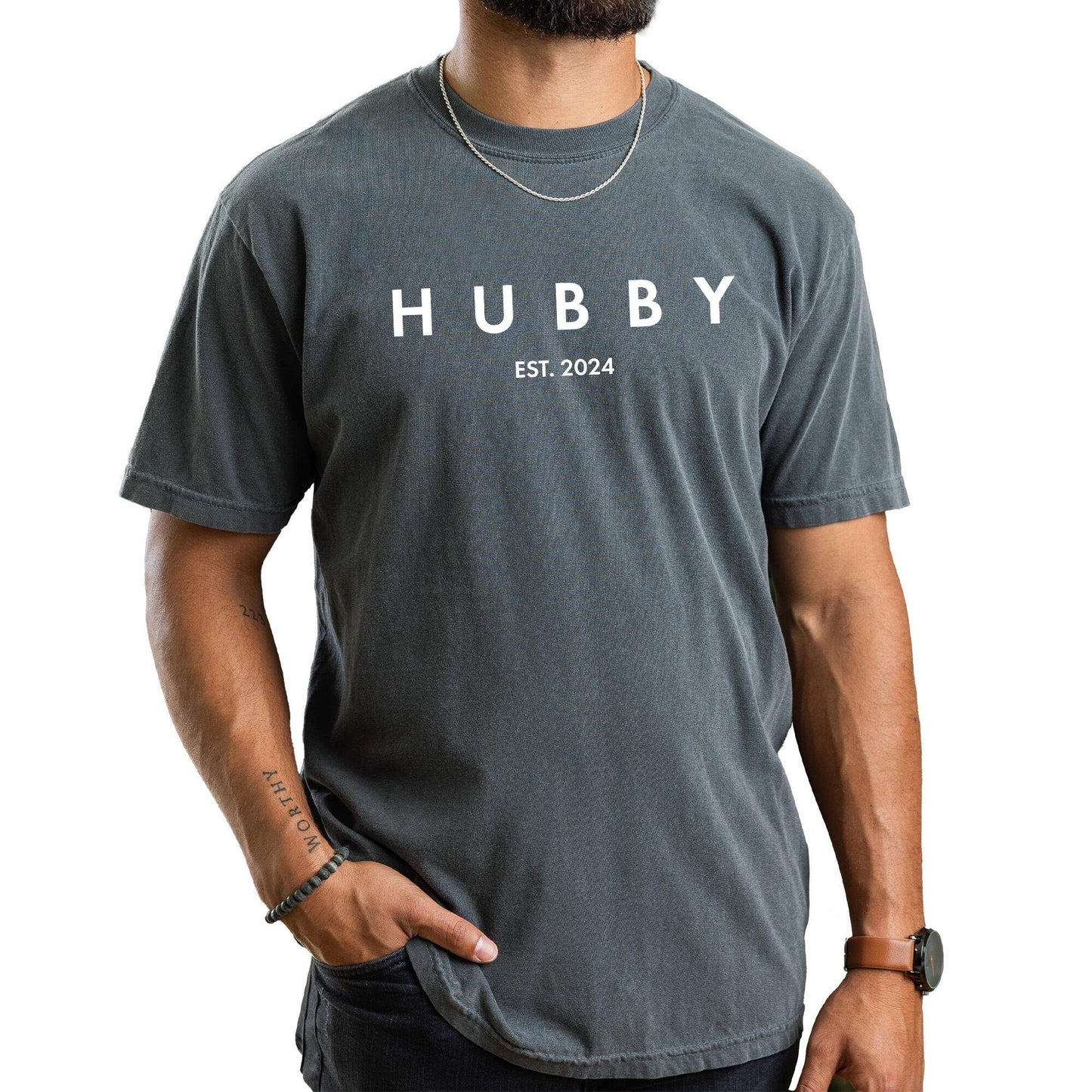 Hubby & Wifey Couple T-Shirt - 100% Cotton, Retro Oversized Graphic Honeymoon Tee for Men & Women