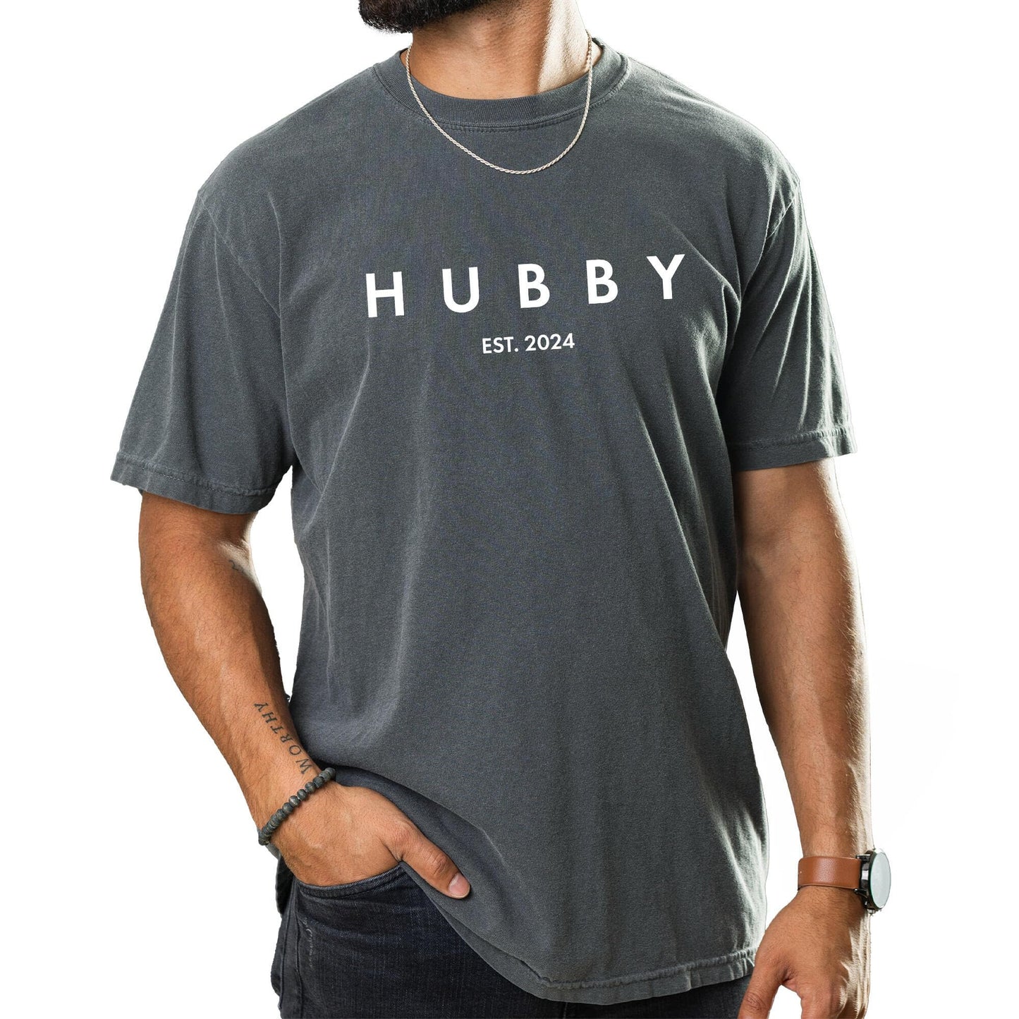 Hubby & Wifey Couple T-Shirt - 100% Cotton, Retro Oversized Graphic Honeymoon Tee for Men & Women