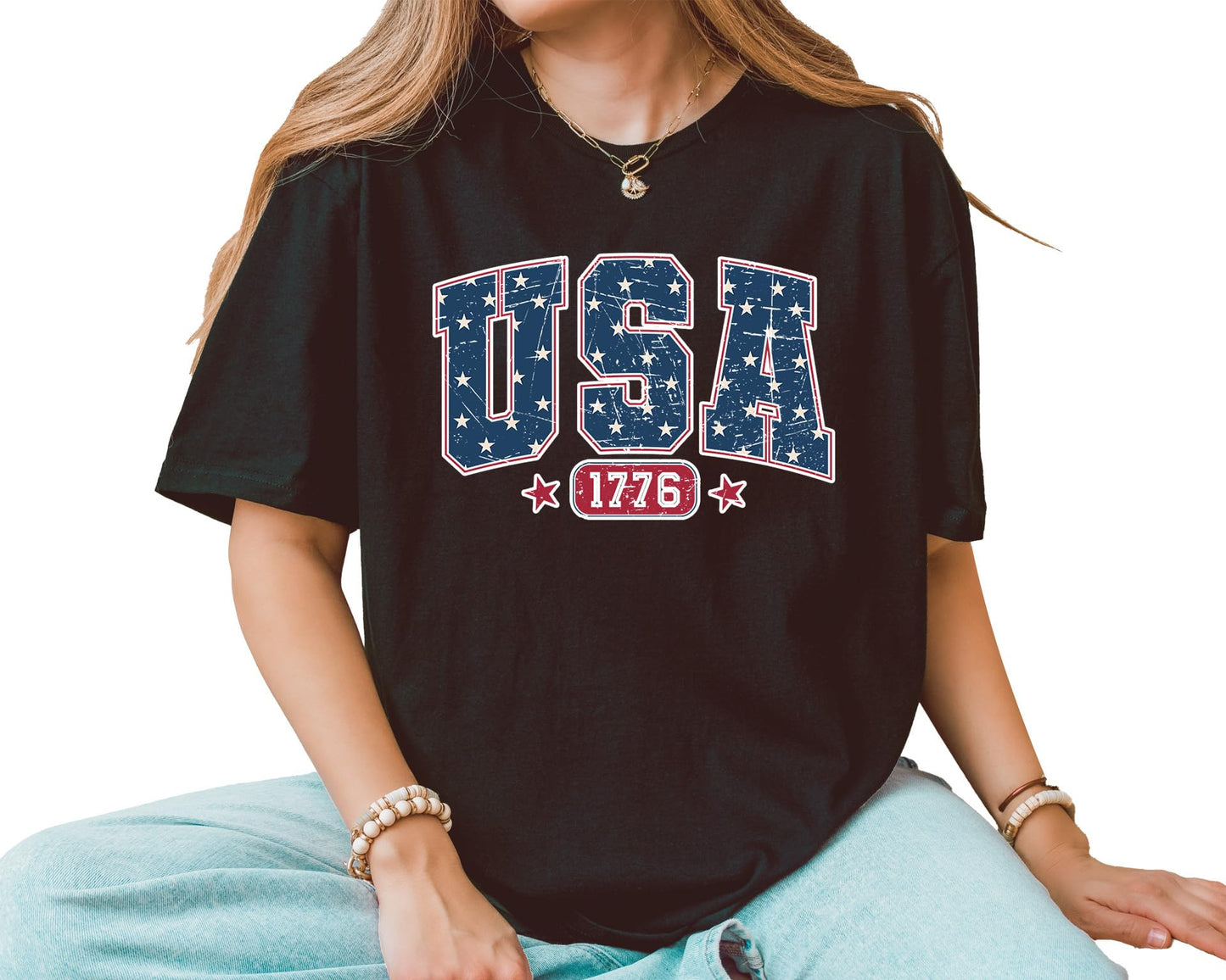 USA 1776 Graphic T-Shirt – Unisex Patriotic Independence Day Shirt – Vintage American Flag Fourth of July Tee