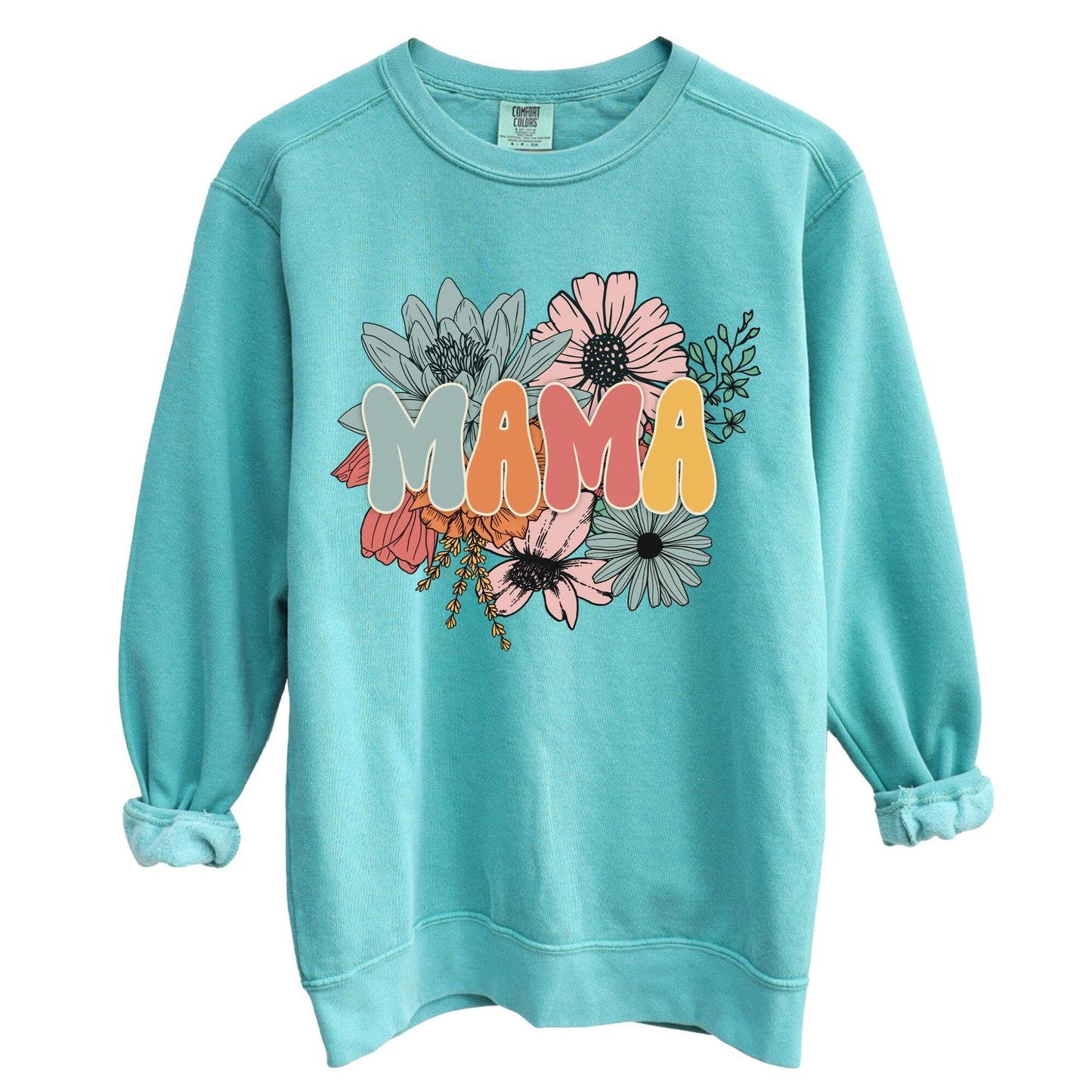 Mama Sweatshirt for Women, Pregnancy Reveal to Mother, Premium Quality Oversized Graphic Pullover, Retro Look, 80% Cotton