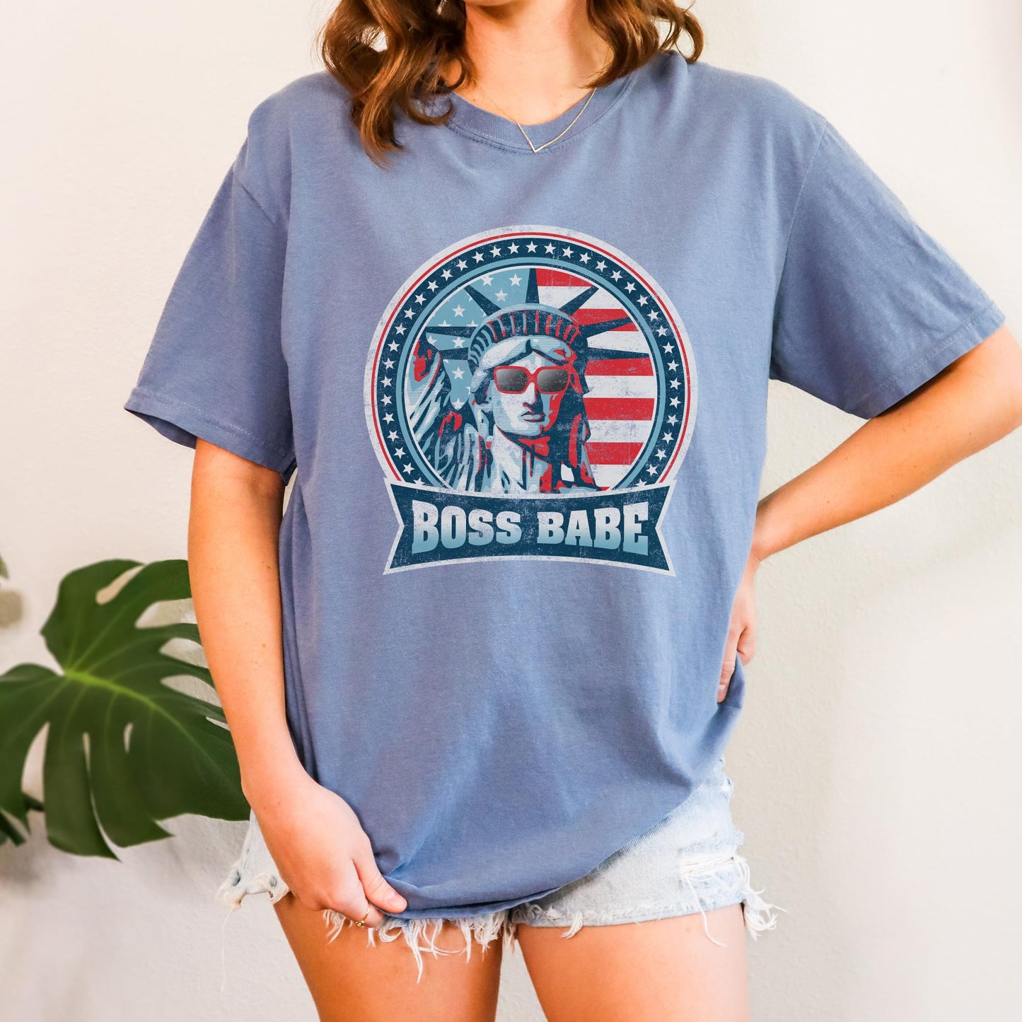 Tee Territory Boss Babe USA Themed T-Shirt, 4th of July, Independence Day, Graphic Tee for Women, Men, Unisex, 100% Cotton