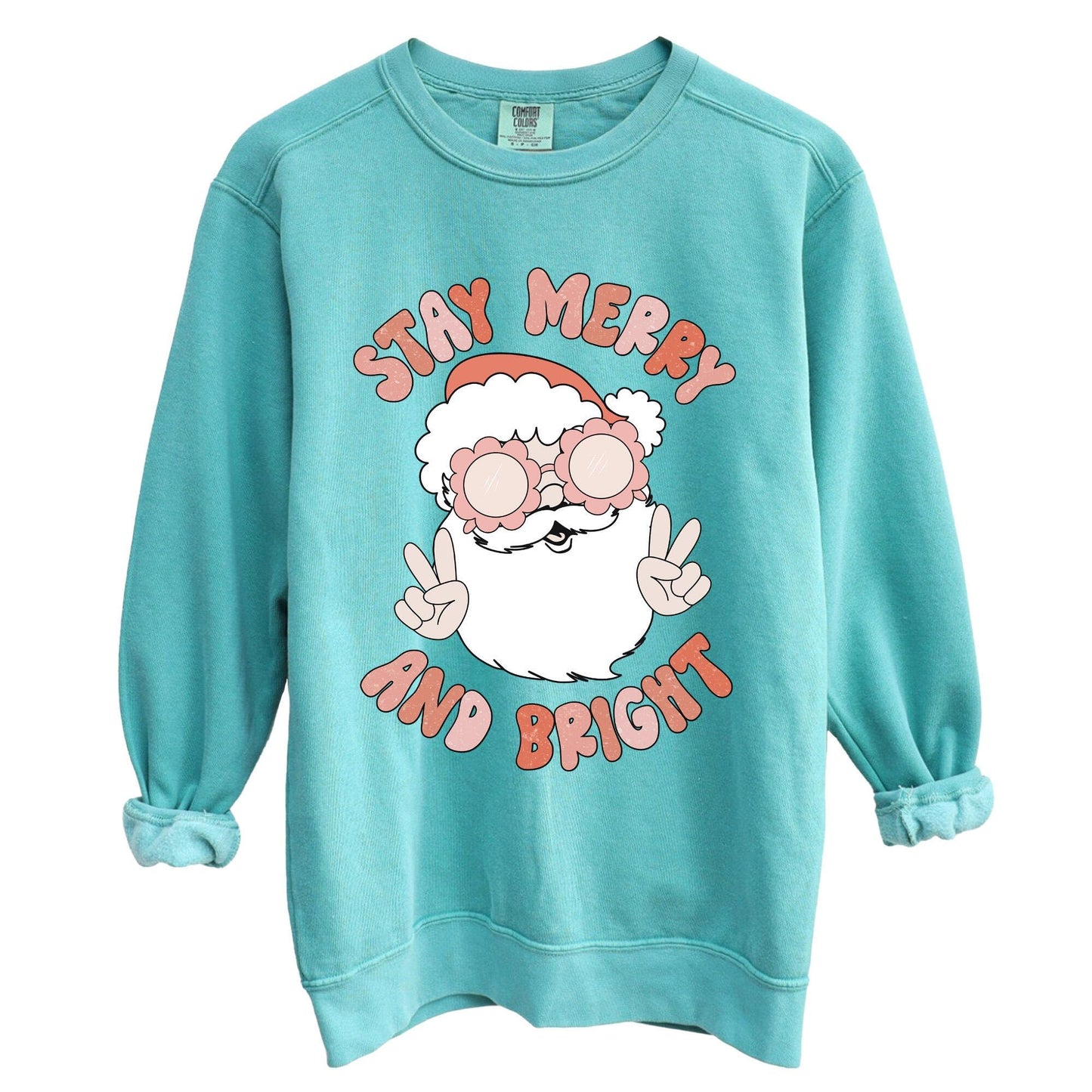 Merry and Bright Christmas Sweatshirt for Men, Women, Unisex – Oversized Vintage Look Holiday Pullover, 80% Cotton, Fun Gift