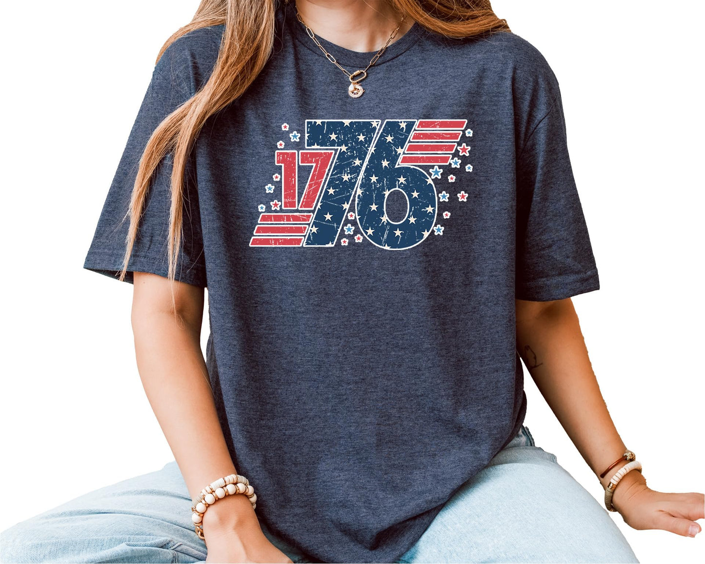 1776 Graphic T-Shirt – Unisex Vintage USA Independence Day Shirt – Patriotic American Flag Fourth of July Tee
