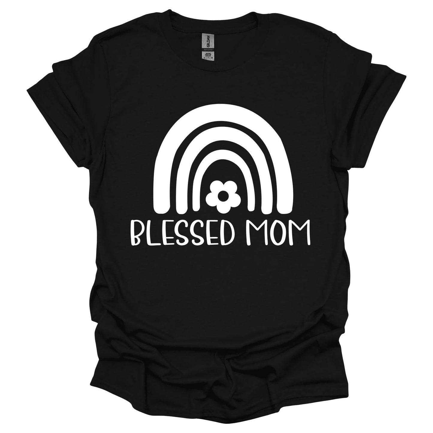 Blessed Mom Shirt – Rainbow Graphic T-Shirt for Women – Cute for Moms