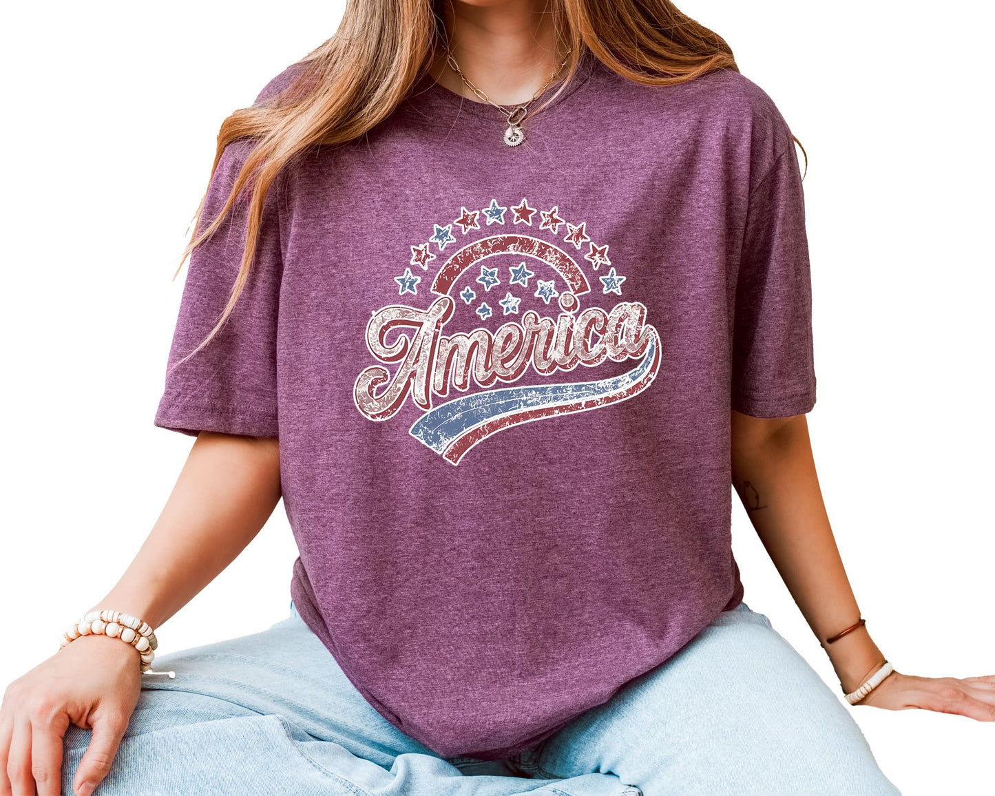 America Graphic T-Shirt – Unisex Patriotic Stars USA Shirt – Fourth of July American Flag Independence Day Tee