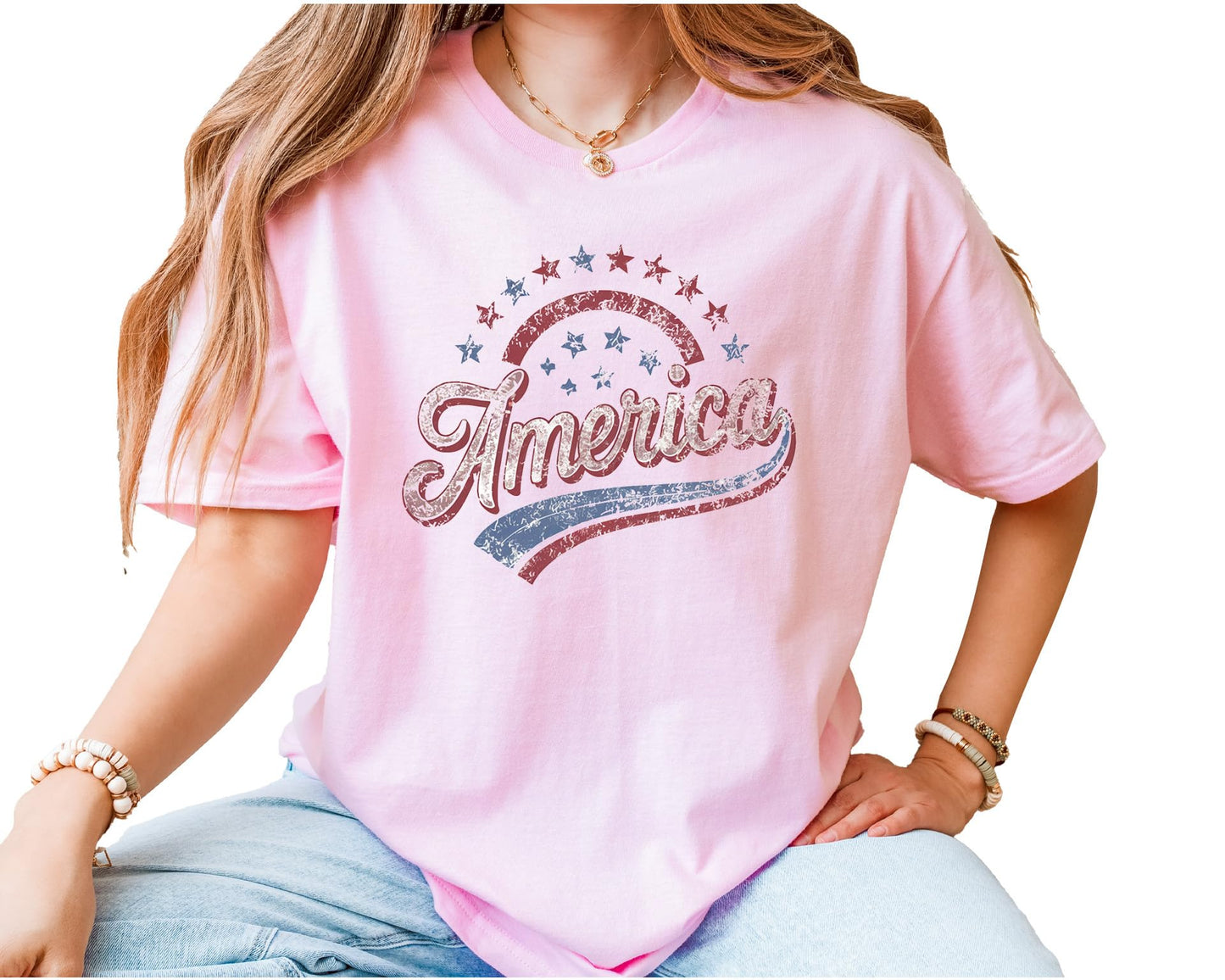America Graphic T-Shirt – Unisex Patriotic Stars USA Shirt – Fourth of July American Flag Independence Day Tee
