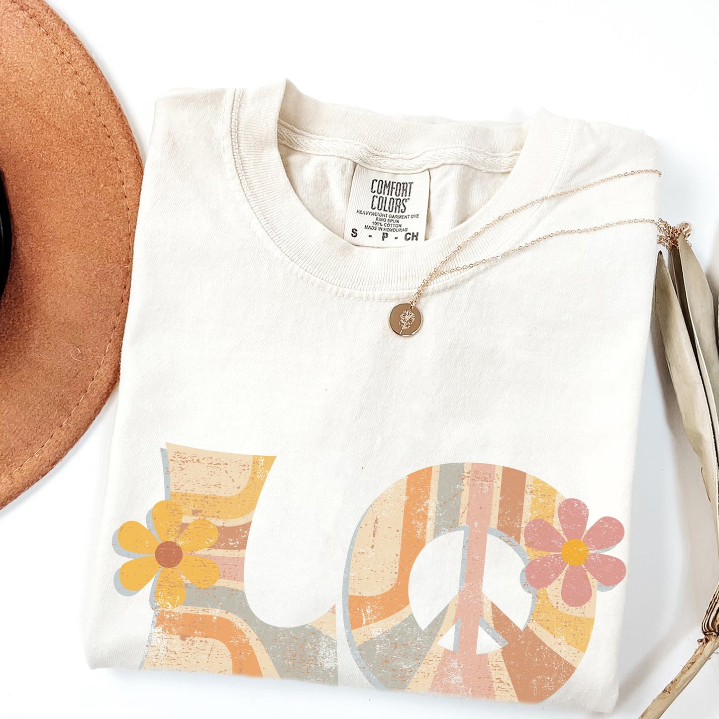 Tee Territory Floral Love Ivory T-Shirt, Graphic Tee for Women, Men, Unisex, 100% Cotton