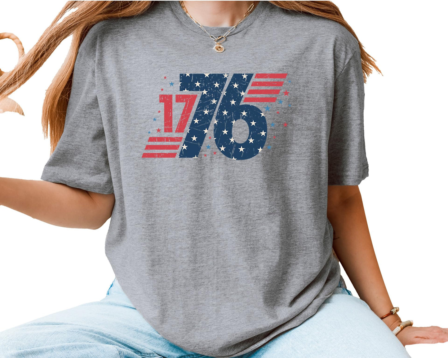 1776 Graphic T-Shirt – Unisex Vintage USA Independence Day Shirt – Patriotic American Flag Fourth of July Tee