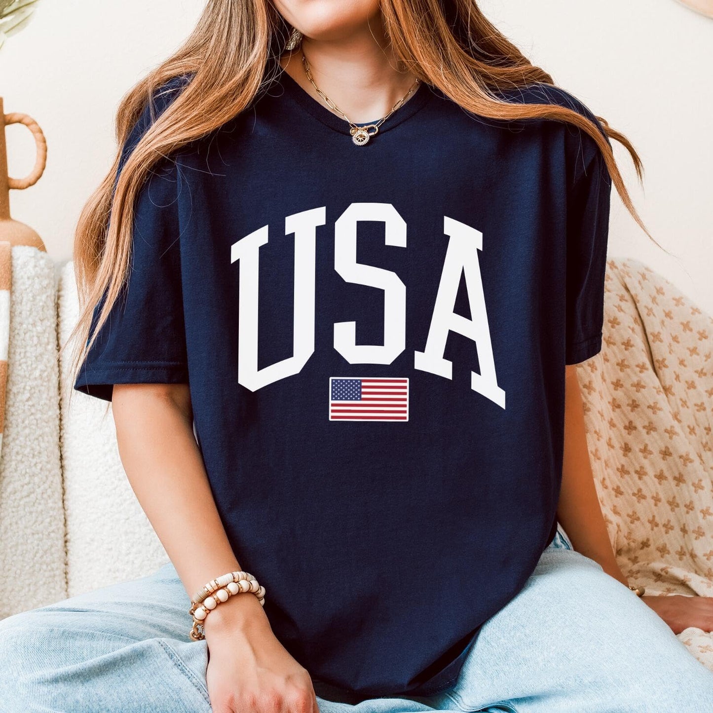 USA Graphic T-Shirt for Men & Women – 4th of July Patriotic American Flag Tee – Soft Cotton Casual Shirt