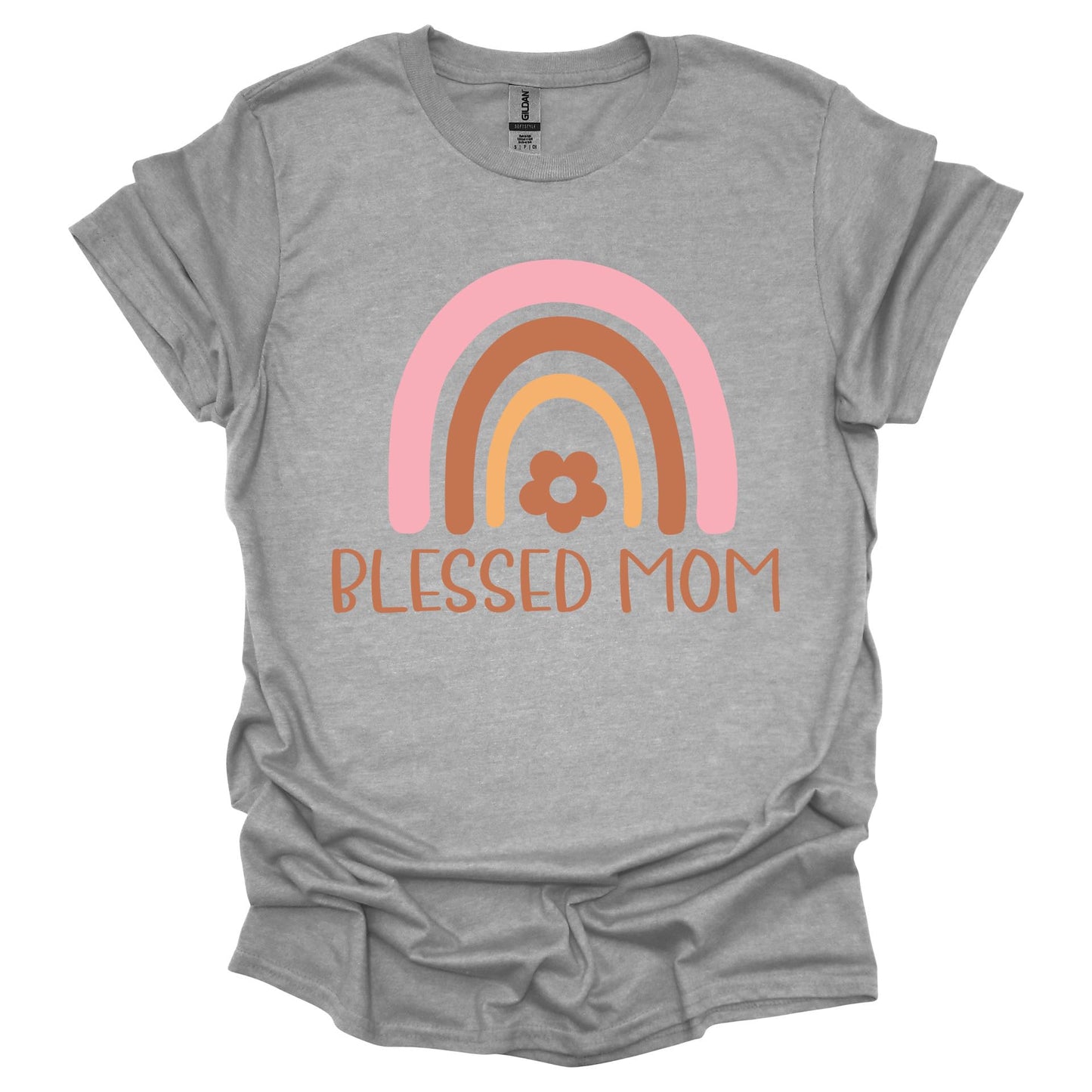 Blessed Mom Shirt – Rainbow Graphic T-Shirt for Women – Cute for Moms