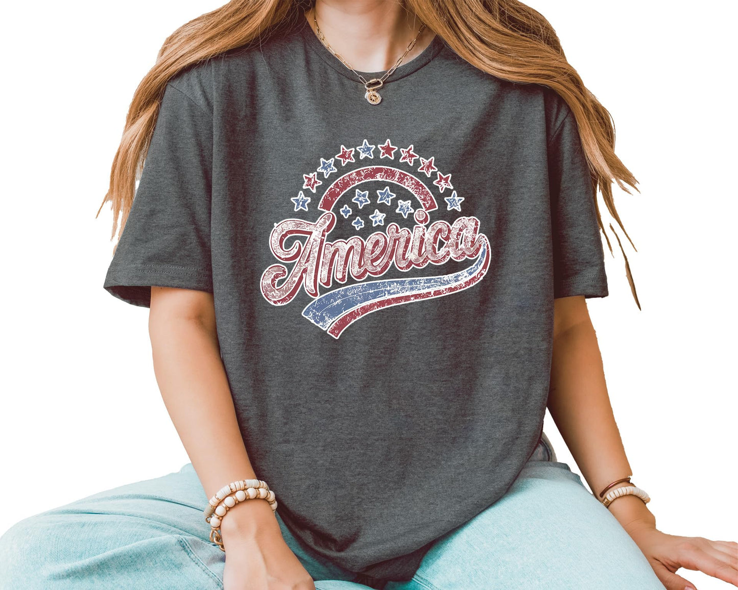 America Graphic T-Shirt – Unisex Patriotic Stars USA Shirt – Fourth of July American Flag Independence Day Tee