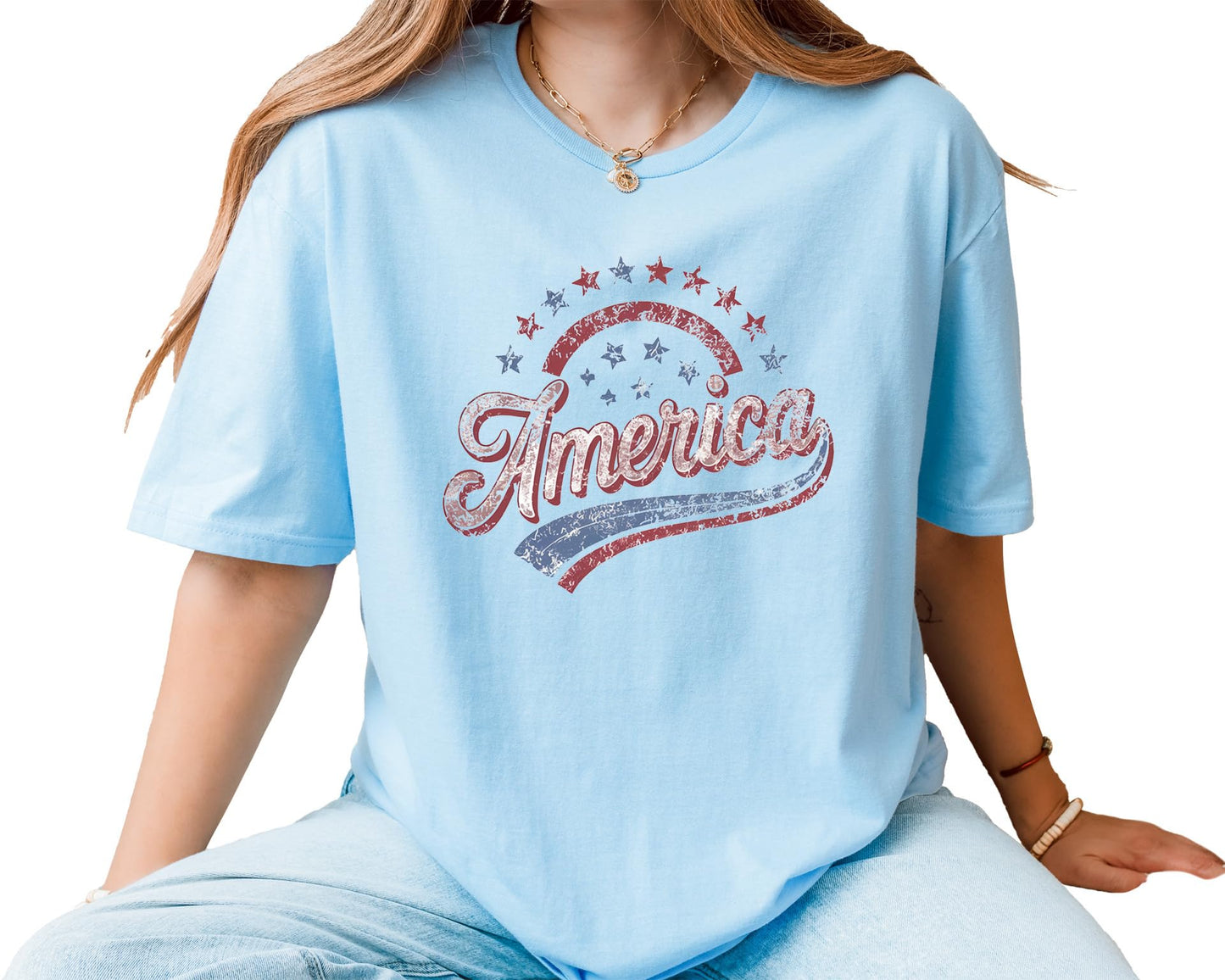 America Graphic T-Shirt – Unisex Patriotic Stars USA Shirt – Fourth of July American Flag Independence Day Tee
