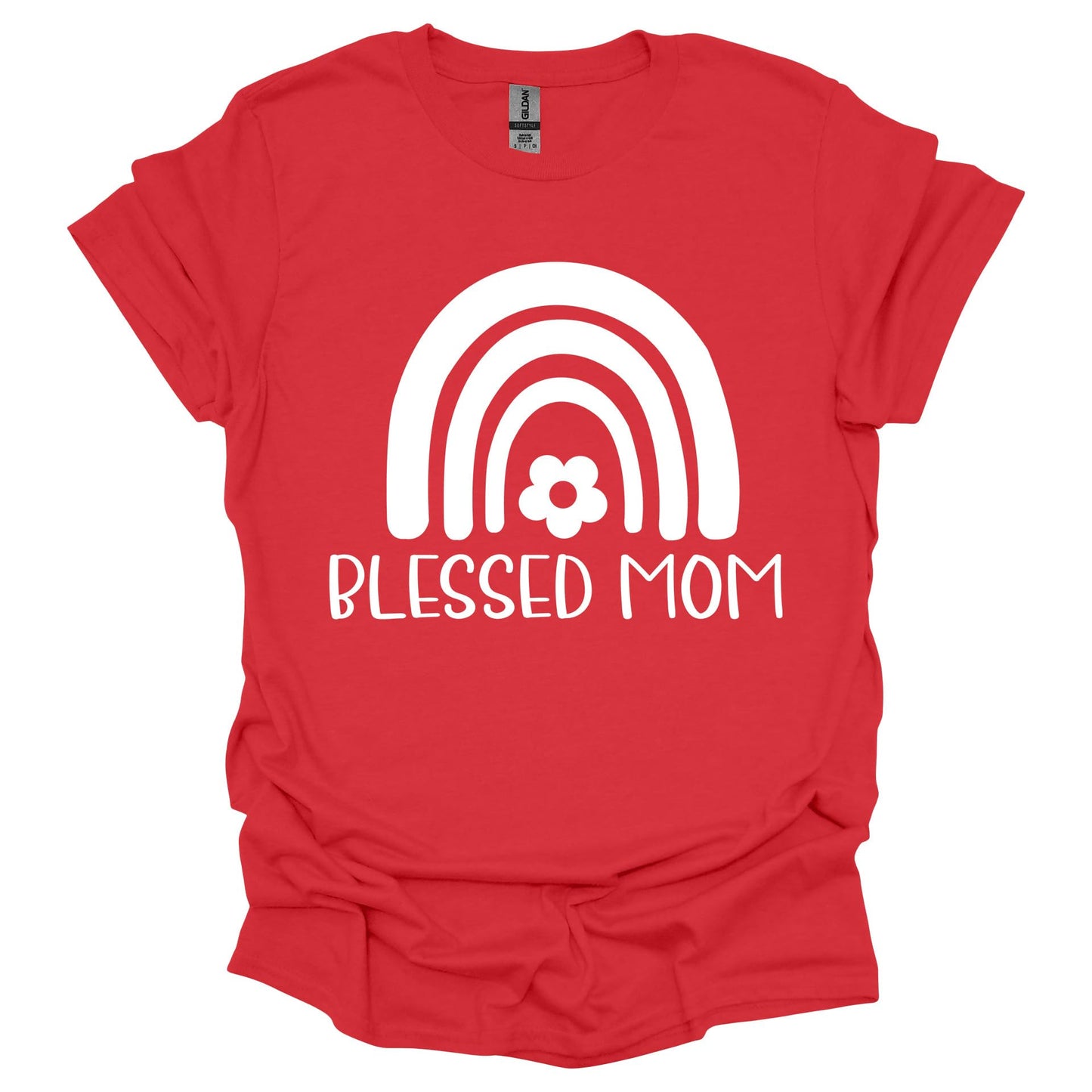 Blessed Mom Shirt – Rainbow Graphic T-Shirt for Women – Cute for Moms
