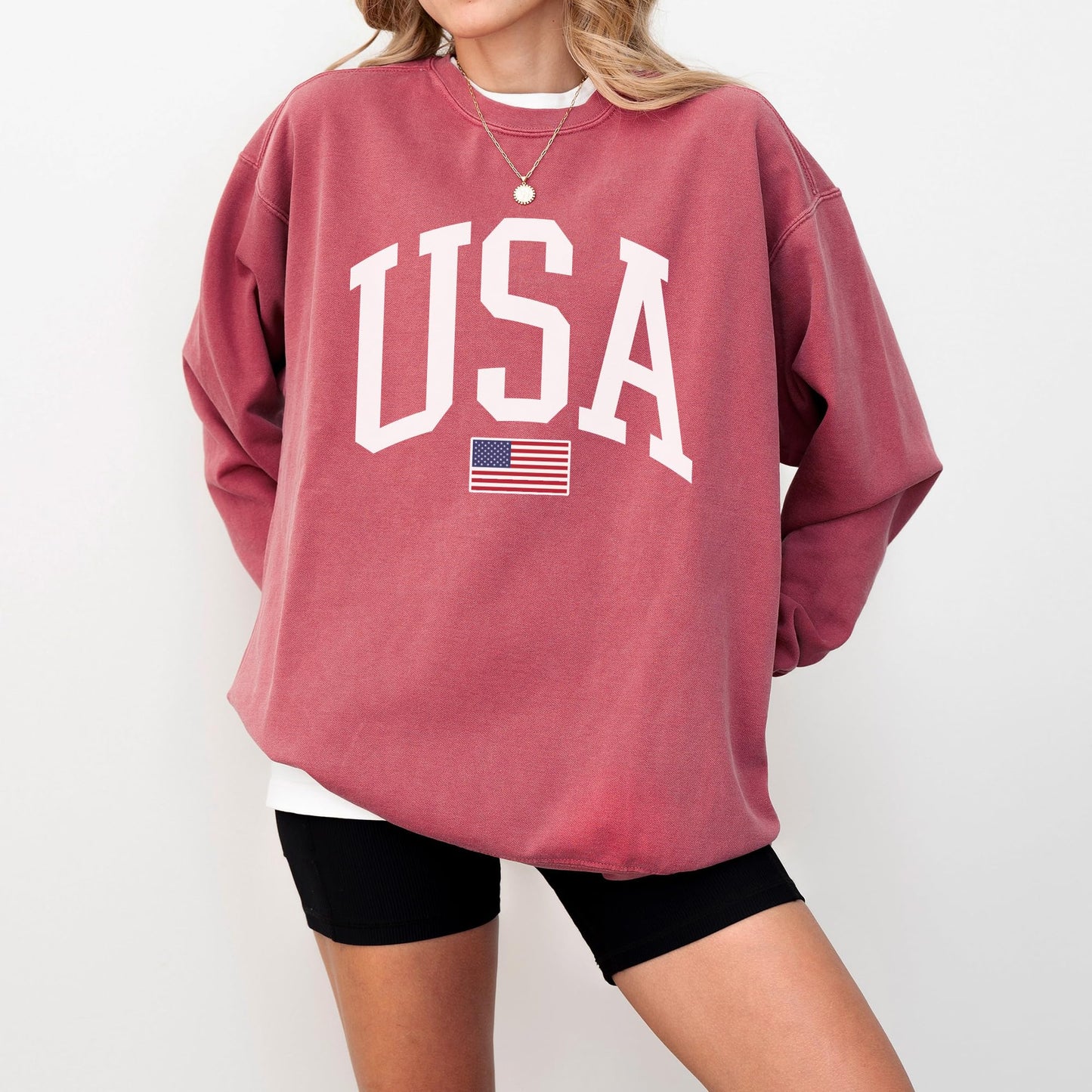USA Flag Graphic Sweatshirt for 4th of July – Unisex Pullover for Women and Men, 80% Cotton, Perfect for Independence Day