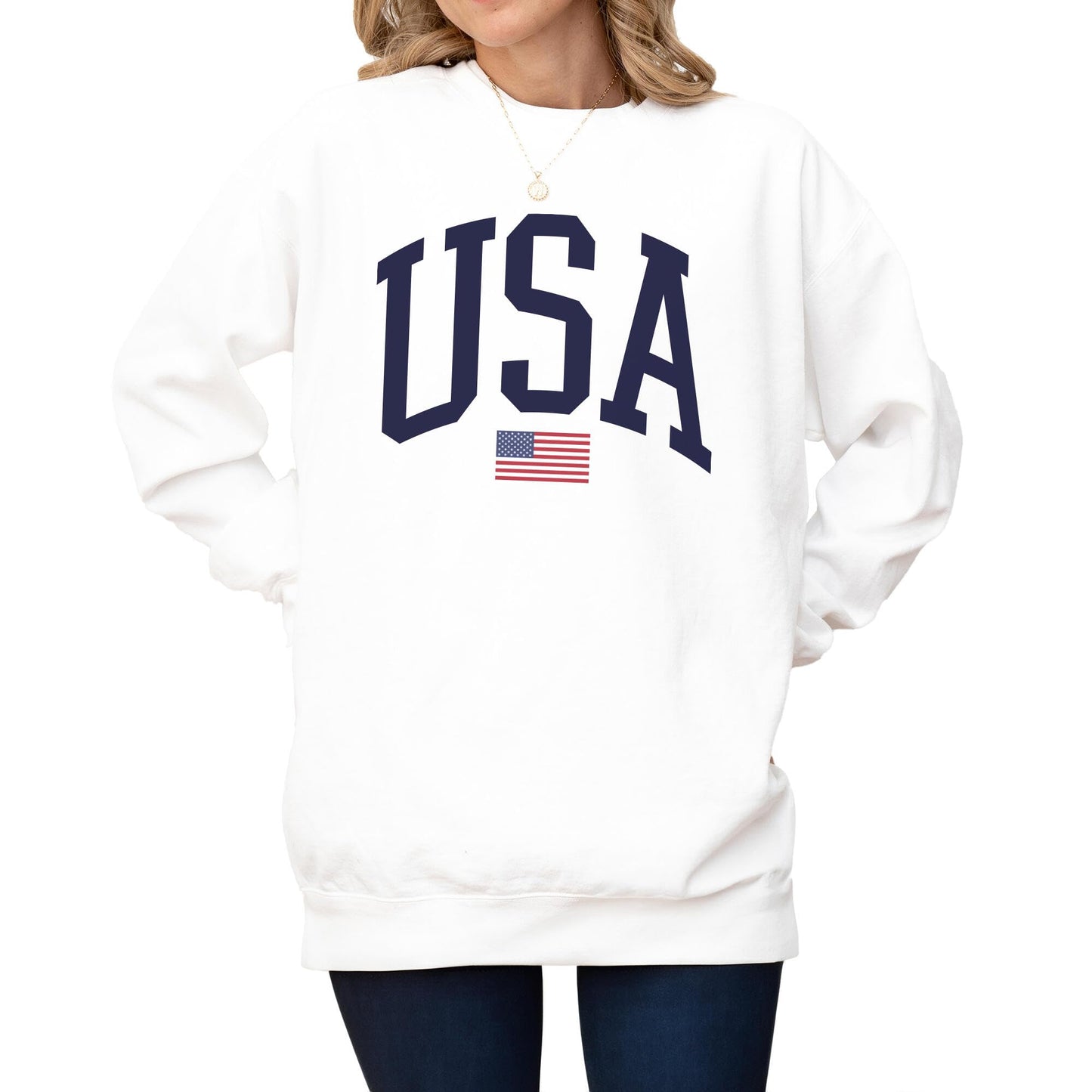 Tee Territory USA Flag Sweatshirt for 4th of July, Independence Day – Graphic Pullover for Women, Men, Unisex, 80% Cotton