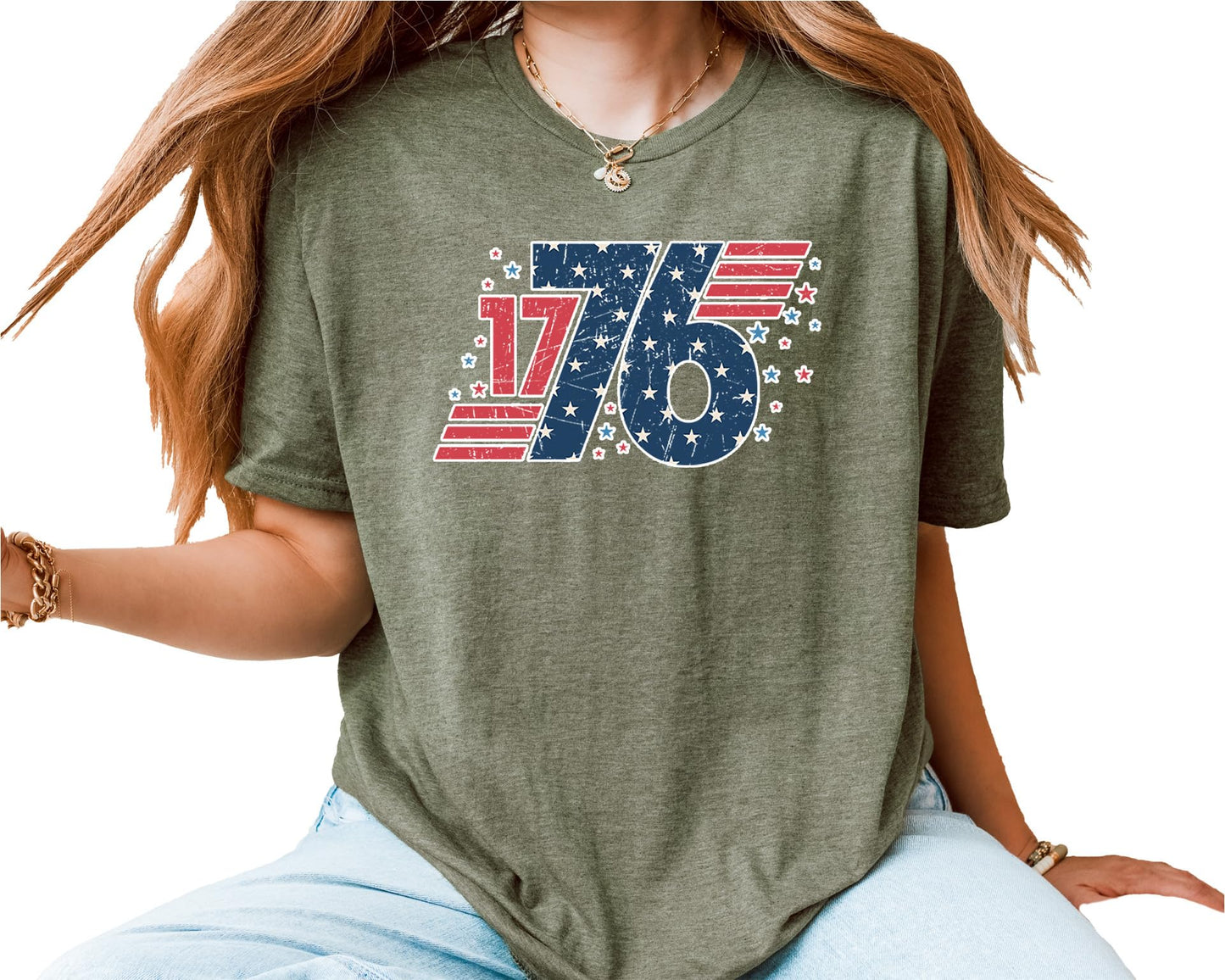 1776 Graphic T-Shirt – Unisex Vintage USA Independence Day Shirt – Patriotic American Flag Fourth of July Tee