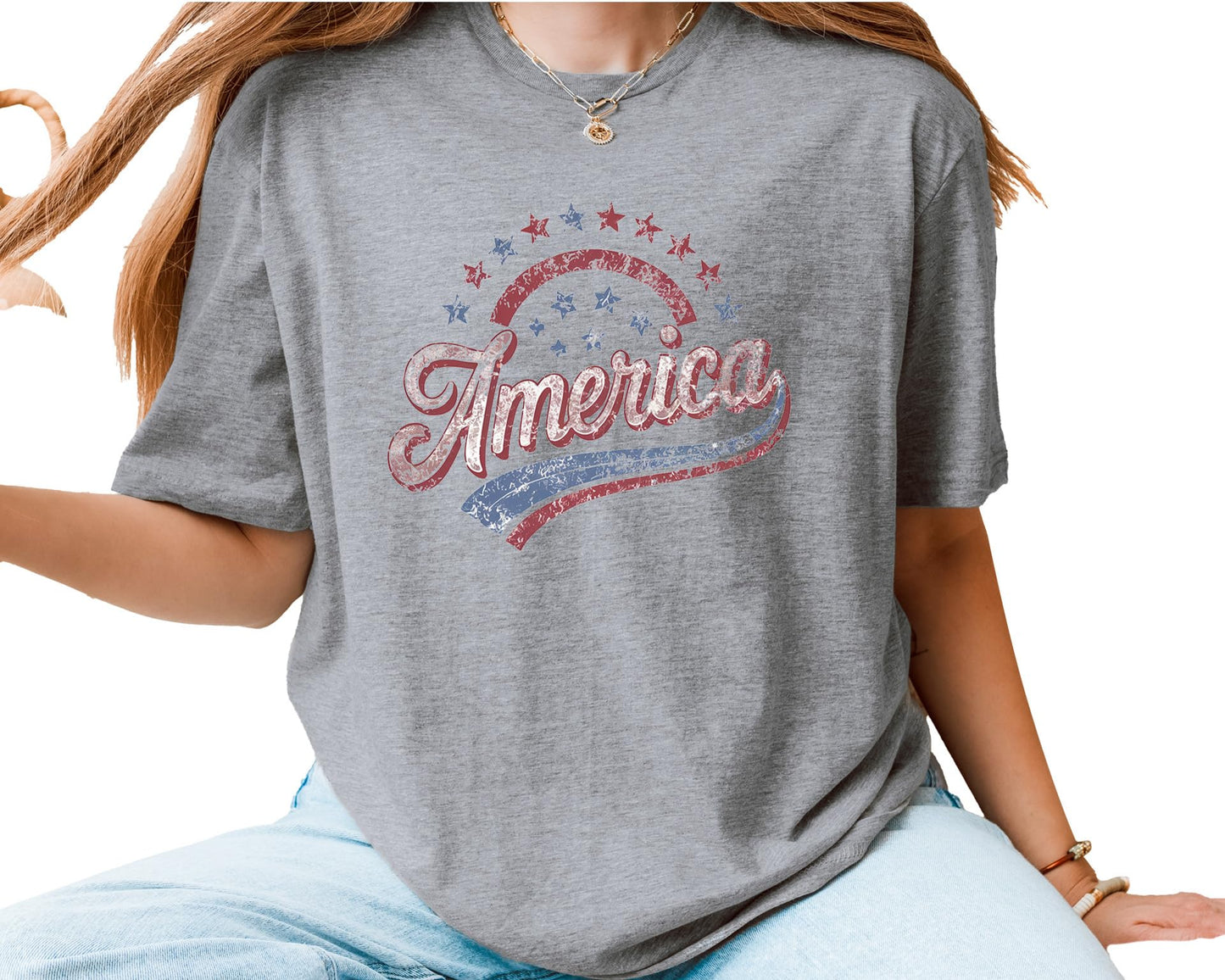 America Graphic T-Shirt – Unisex Patriotic Stars USA Shirt – Fourth of July American Flag Independence Day Tee