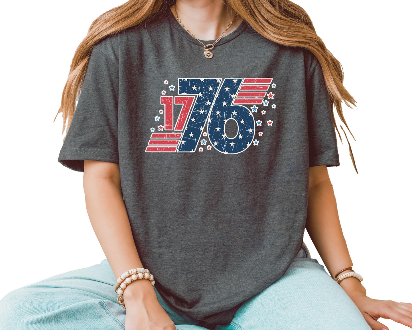 1776 Graphic T-Shirt – Unisex Vintage USA Independence Day Shirt – Patriotic American Flag Fourth of July Tee
