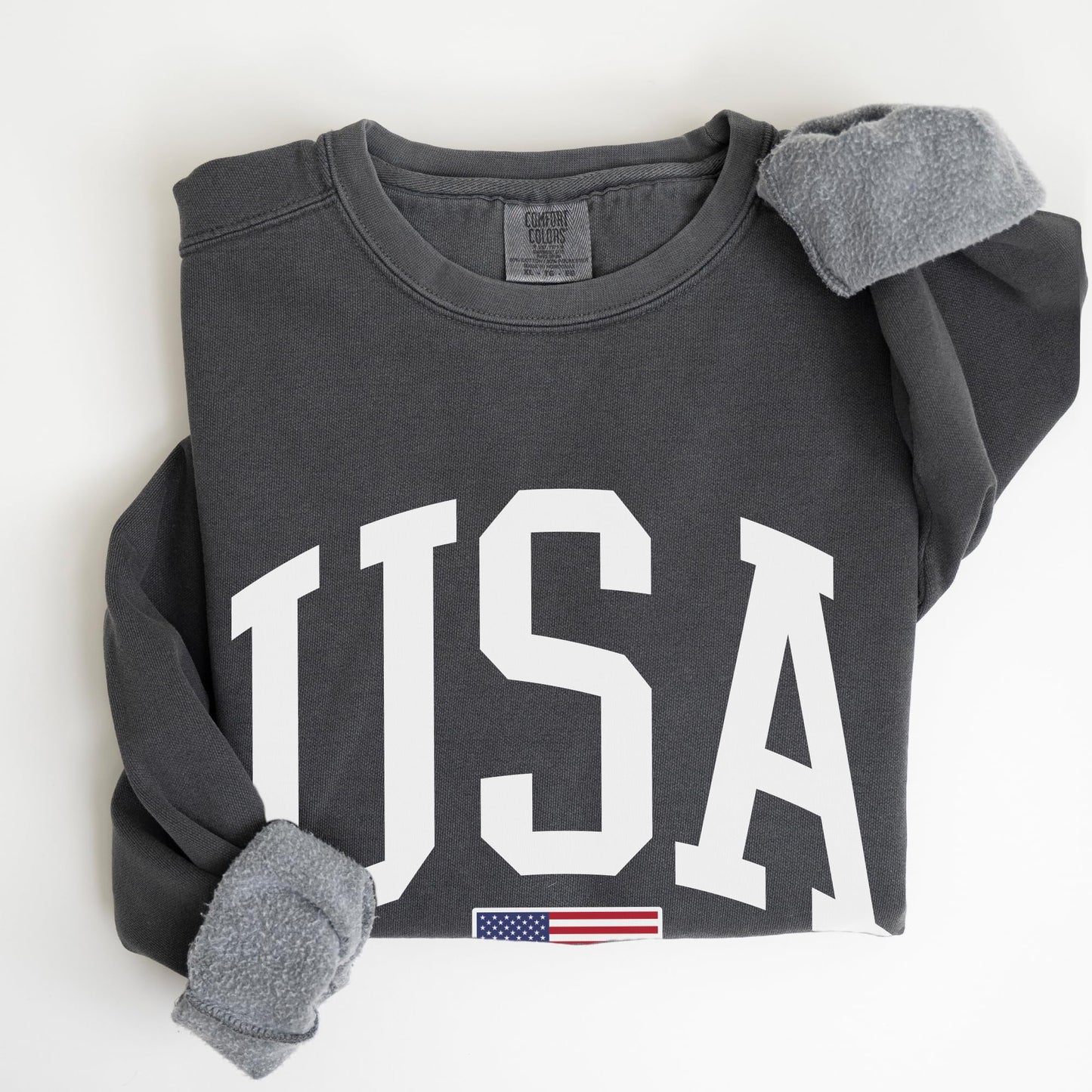 USA Flag Graphic Sweatshirt for 4th of July – Unisex Pullover for Women and Men, 80% Cotton, Perfect for Independence Day