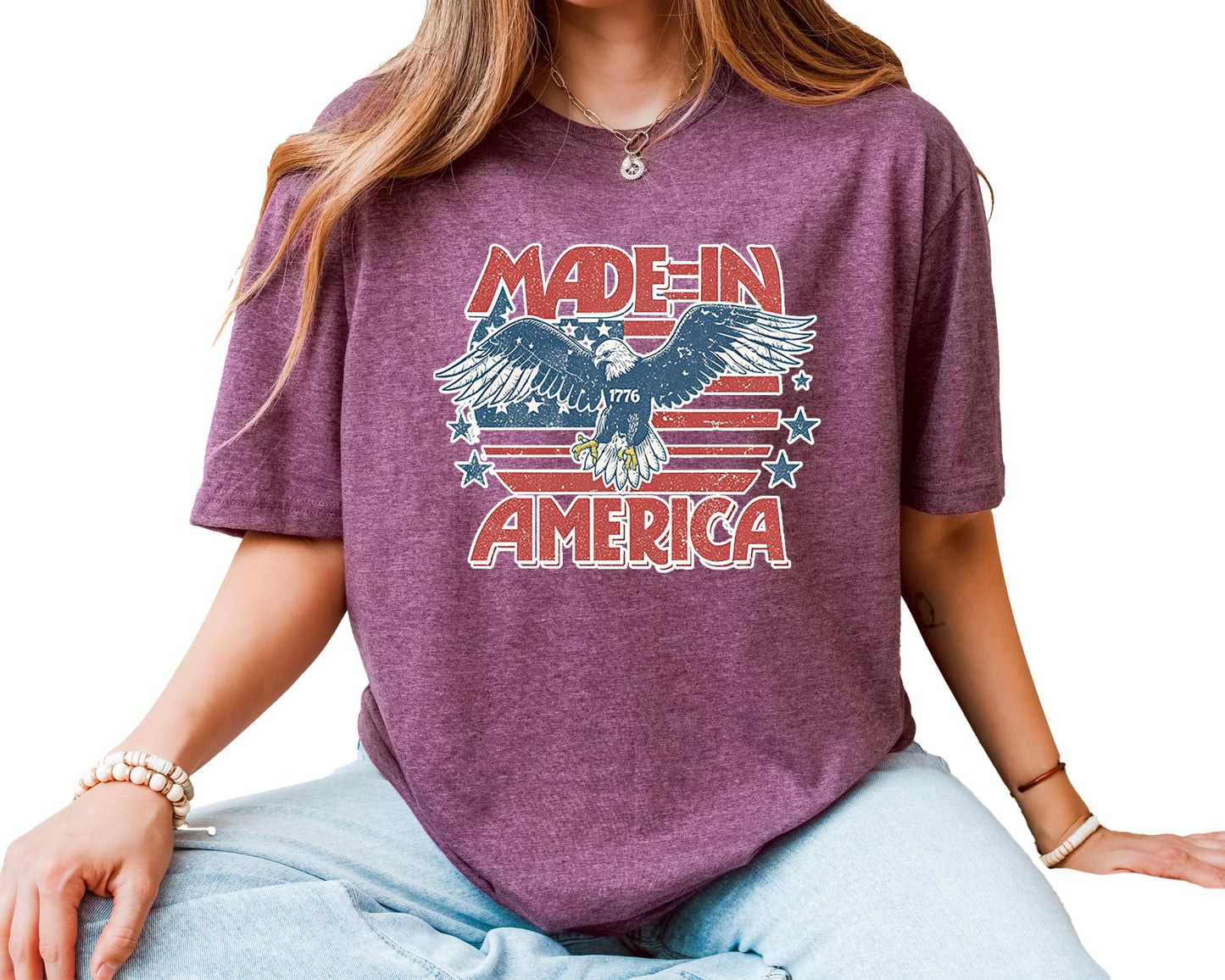 Made in America 1776 Eagle T-Shirt – Unisex Patriotic USA Graphic Tee – American Flag Fourth of July Independence Shirt