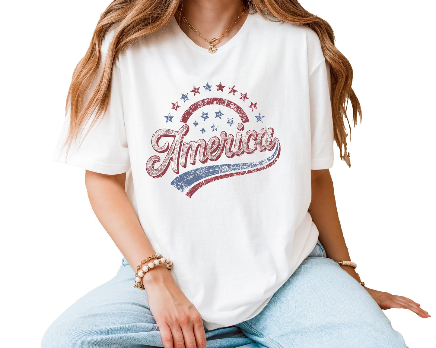 America Graphic T-Shirt – Unisex Patriotic Stars USA Shirt – Fourth of July American Flag Independence Day Tee