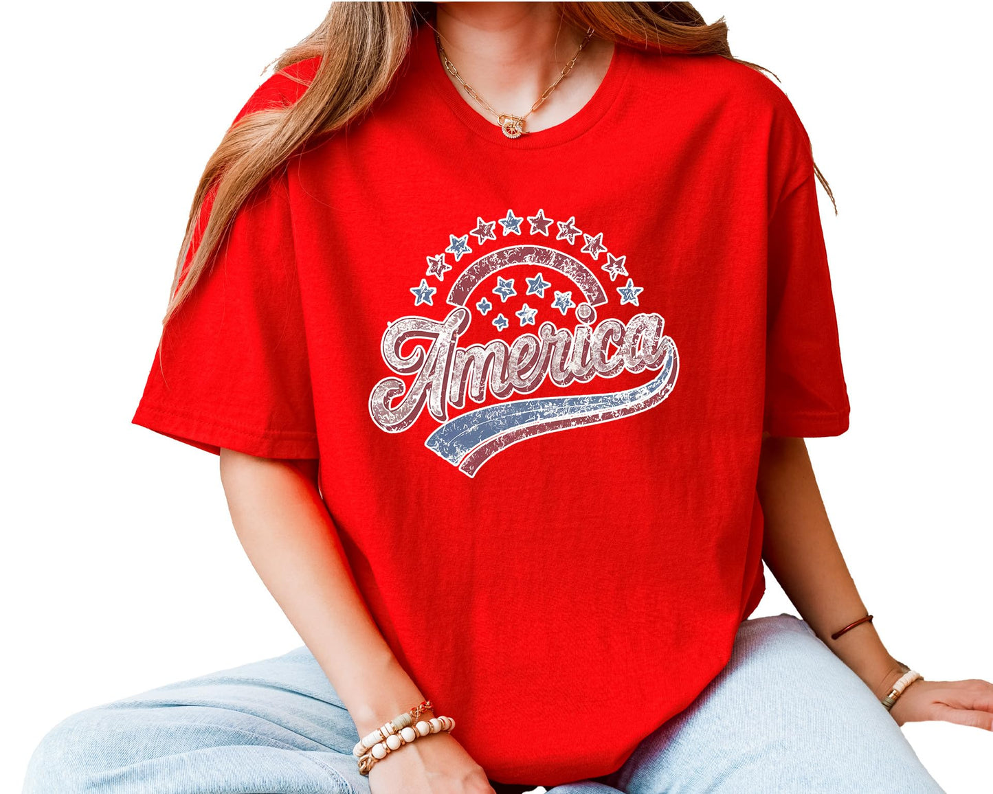 America Graphic T-Shirt – Unisex Patriotic Stars USA Shirt – Fourth of July American Flag Independence Day Tee