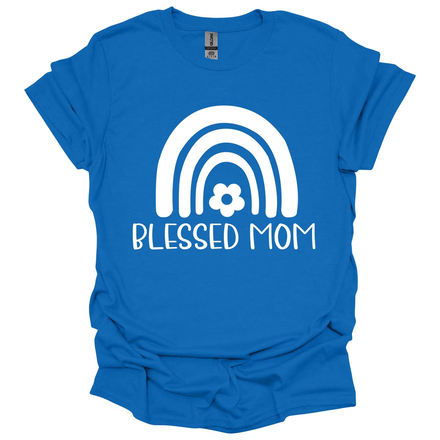 Blessed Mom Shirt – Rainbow Graphic T-Shirt for Women – Cute for Moms