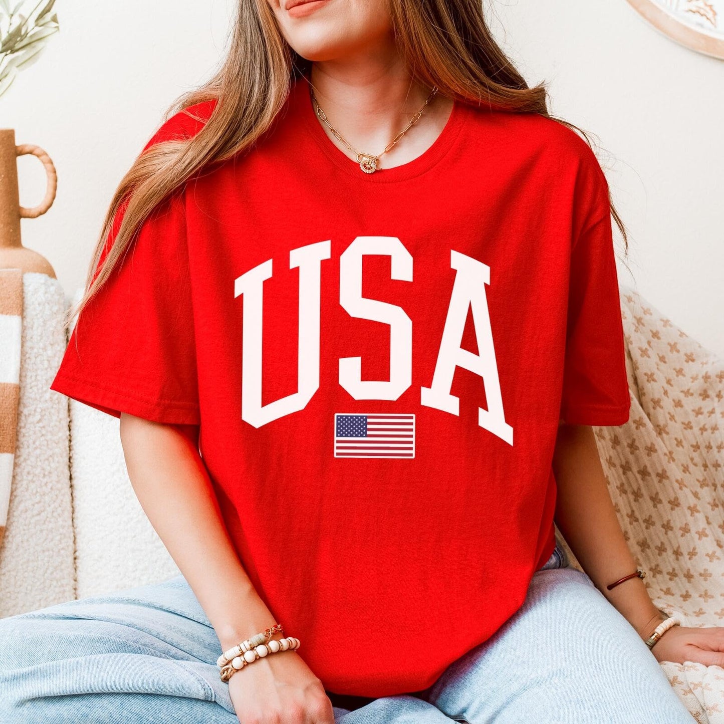 USA Graphic T-Shirt for Men & Women – 4th of July Patriotic American Flag Tee – Soft Cotton Casual Shirt
