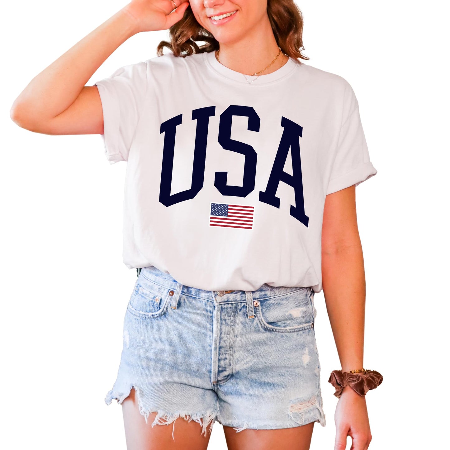 Tee Territory USA Flag T-Shirt for 4th of July, Independence Day, Graphic Tee for Women, Men, Unisex, 100% Cotton