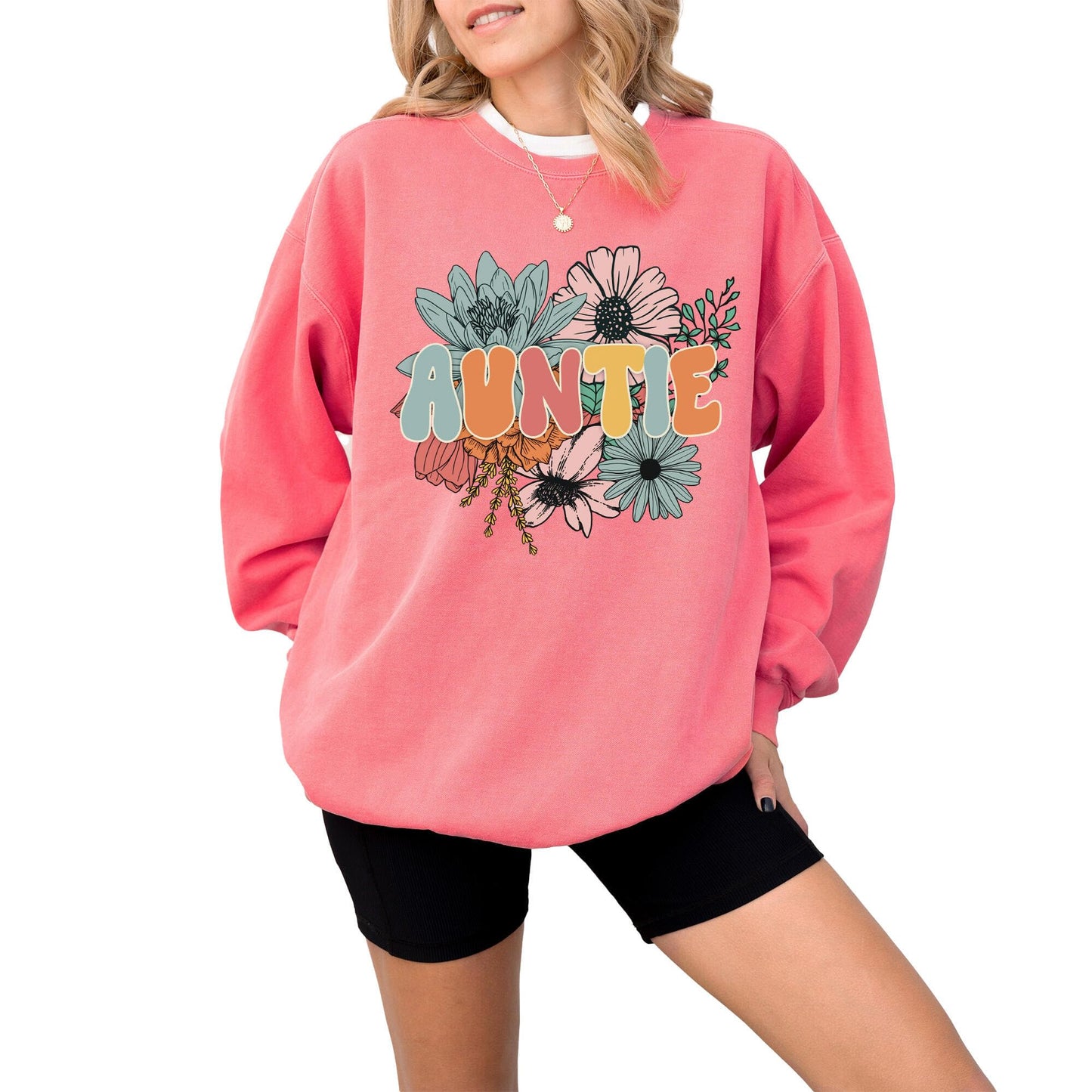 Auntie Sweatshirt for Women, Pregnancy Reveal to Aunt, Oversized Retro Graphic Pullover, Premium Quality Gift for Her