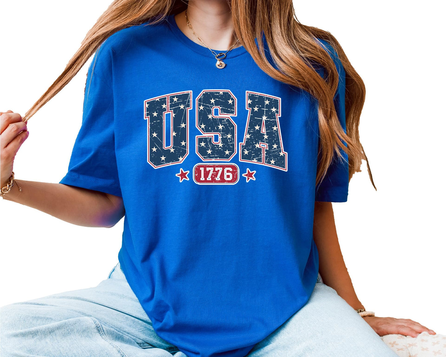 USA 1776 Graphic T-Shirt – Unisex Patriotic Independence Day Shirt – Vintage American Flag Fourth of July Tee