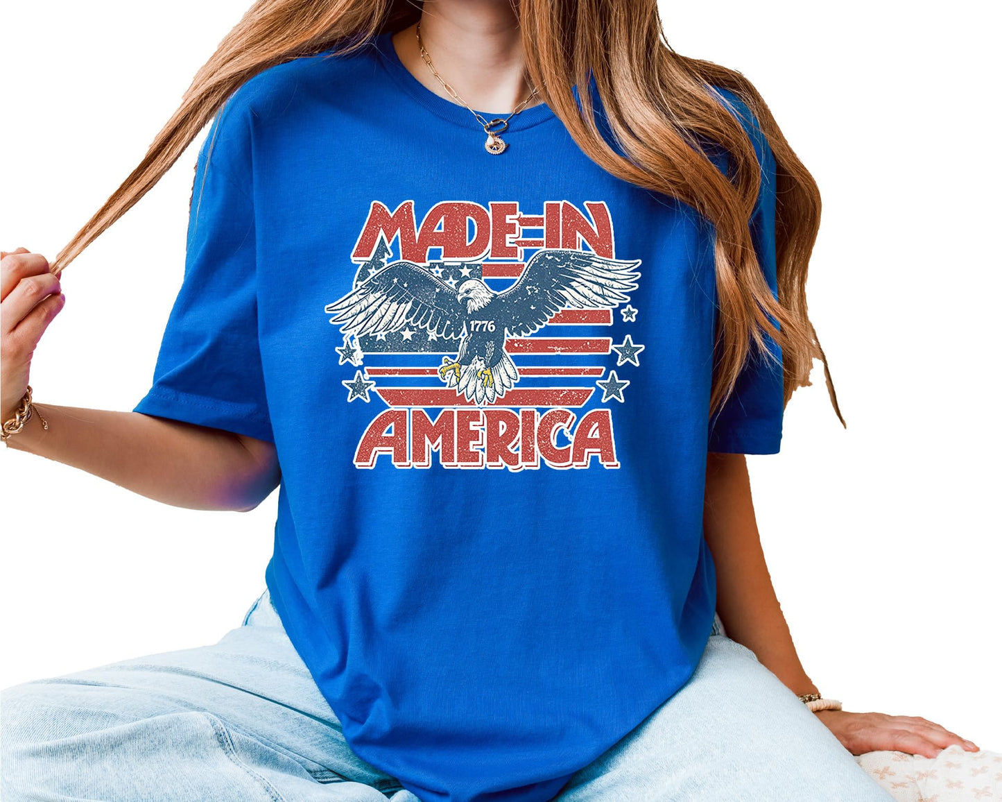 Made in America 1776 Eagle T-Shirt – Unisex Patriotic USA Graphic Tee – American Flag Fourth of July Independence Shirt