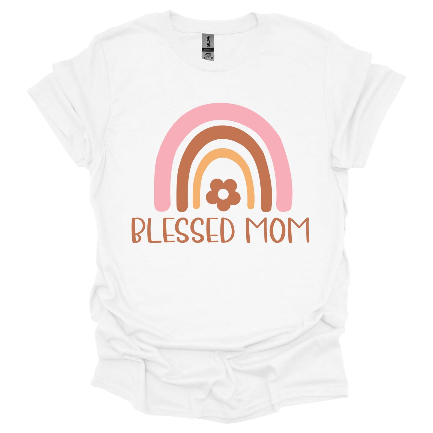 Blessed Mom Shirt – Rainbow Graphic T-Shirt for Women – Cute for Moms