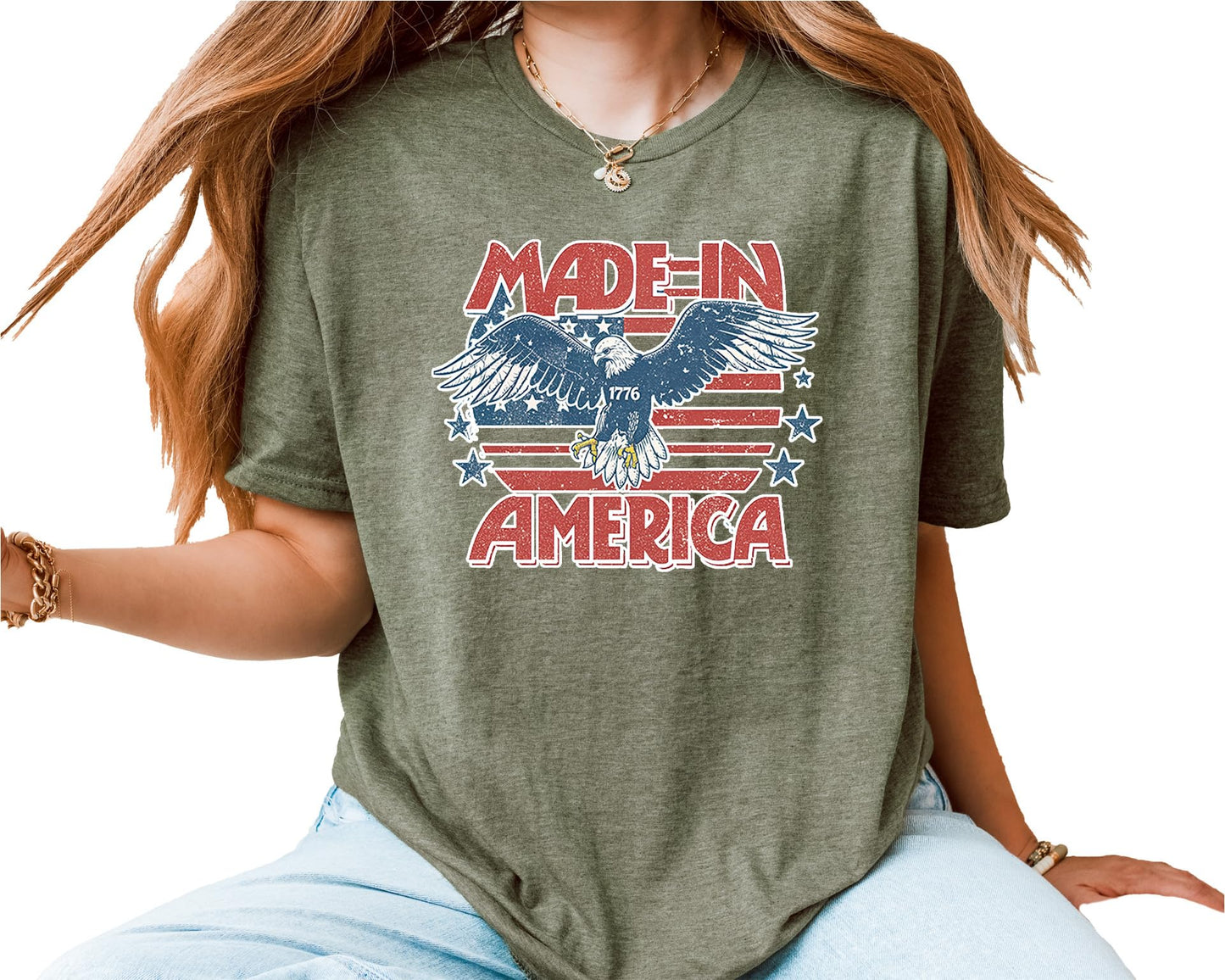 Made in America 1776 Eagle T-Shirt – Unisex Patriotic USA Graphic Tee – American Flag Fourth of July Independence Shirt