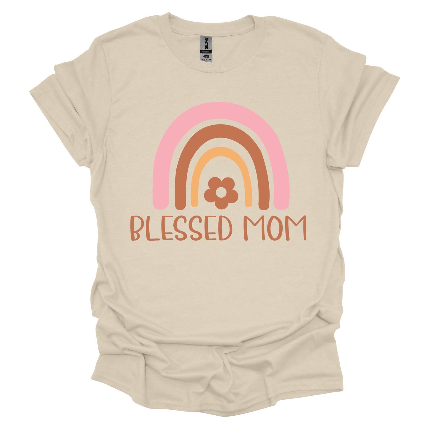 Blessed Mom Shirt – Rainbow Graphic T-Shirt for Women – Cute for Moms