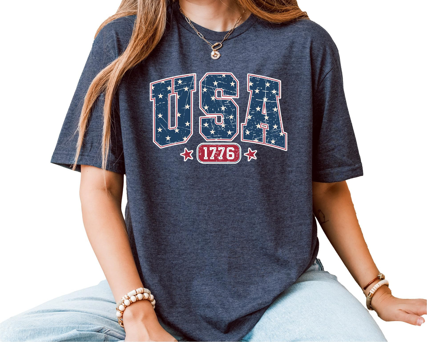 USA 1776 Graphic T-Shirt – Unisex Patriotic Independence Day Shirt – Vintage American Flag Fourth of July Tee