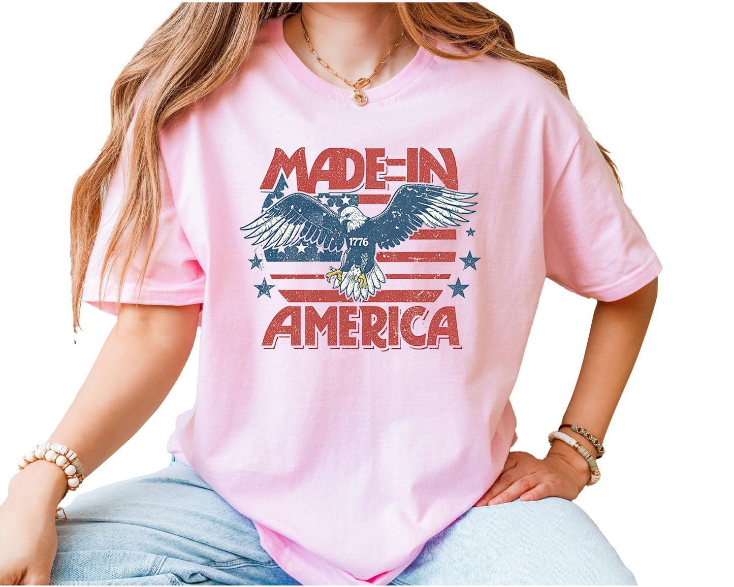 Made in America 1776 Eagle T-Shirt – Unisex Patriotic USA Graphic Tee – American Flag Fourth of July Independence Shirt