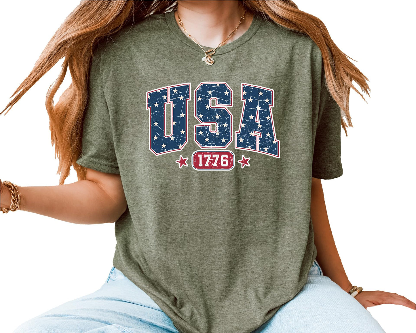USA 1776 Graphic T-Shirt – Unisex Patriotic Independence Day Shirt – Vintage American Flag Fourth of July Tee