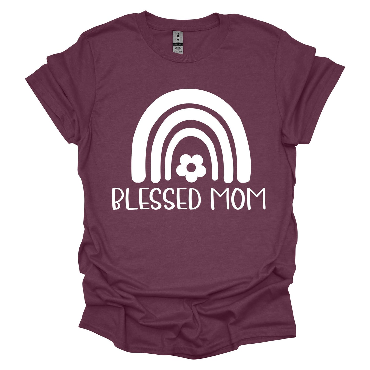 Blessed Mom Shirt – Rainbow Graphic T-Shirt for Women – Cute for Moms