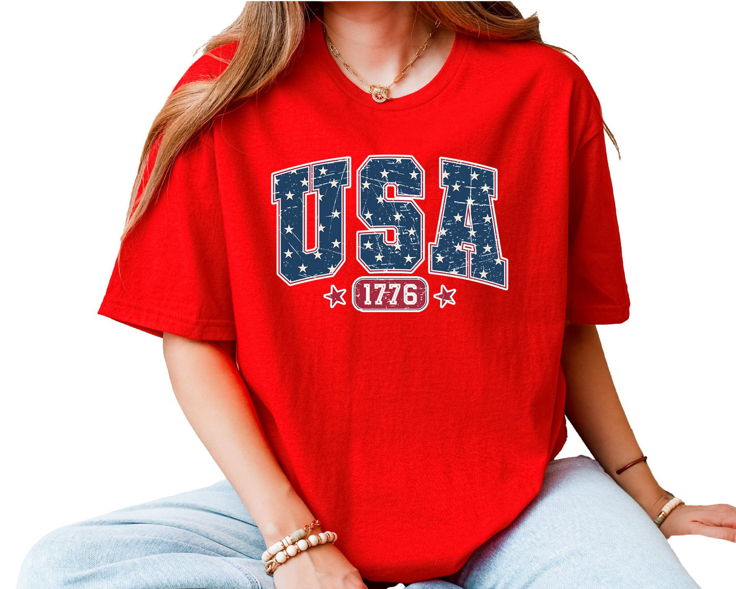 USA 1776 Graphic T-Shirt – Unisex Patriotic Independence Day Shirt – Vintage American Flag Fourth of July Tee