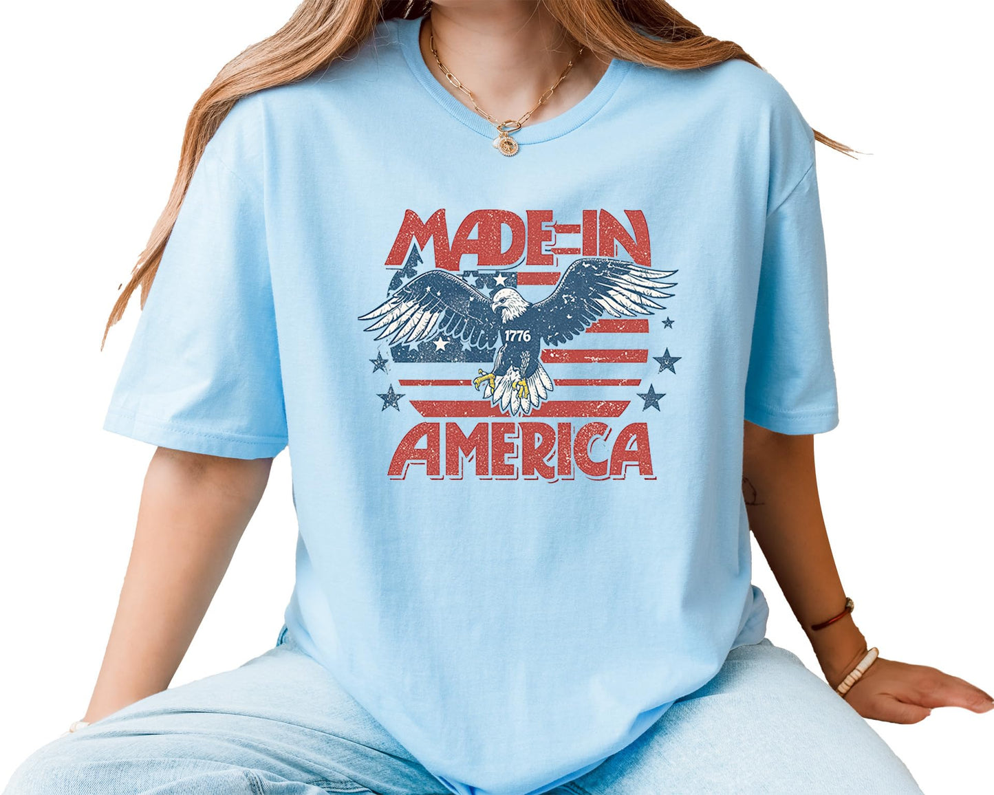 Made in America 1776 Eagle T-Shirt – Unisex Patriotic USA Graphic Tee – American Flag Fourth of July Independence Shirt