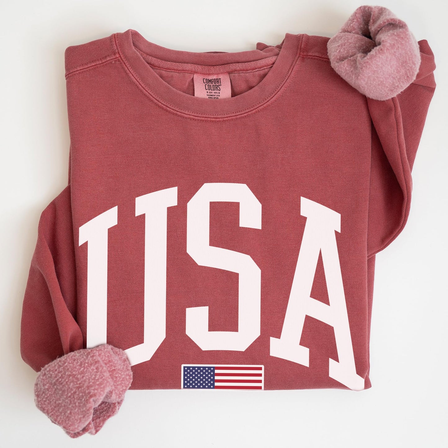 USA Flag Graphic Sweatshirt for 4th of July – Unisex Pullover for Women and Men, 80% Cotton, Perfect for Independence Day