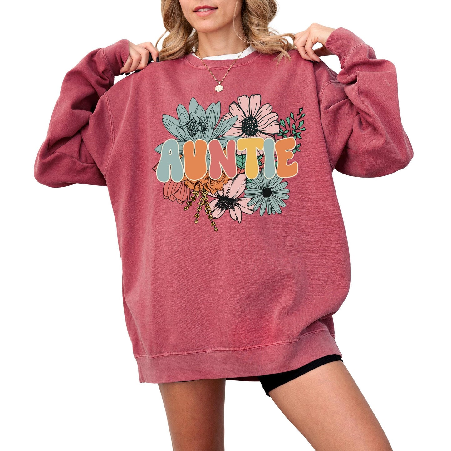 Auntie Sweatshirt for Women, Pregnancy Reveal to Aunt, Oversized Retro Graphic Pullover, Premium Quality Gift for Her