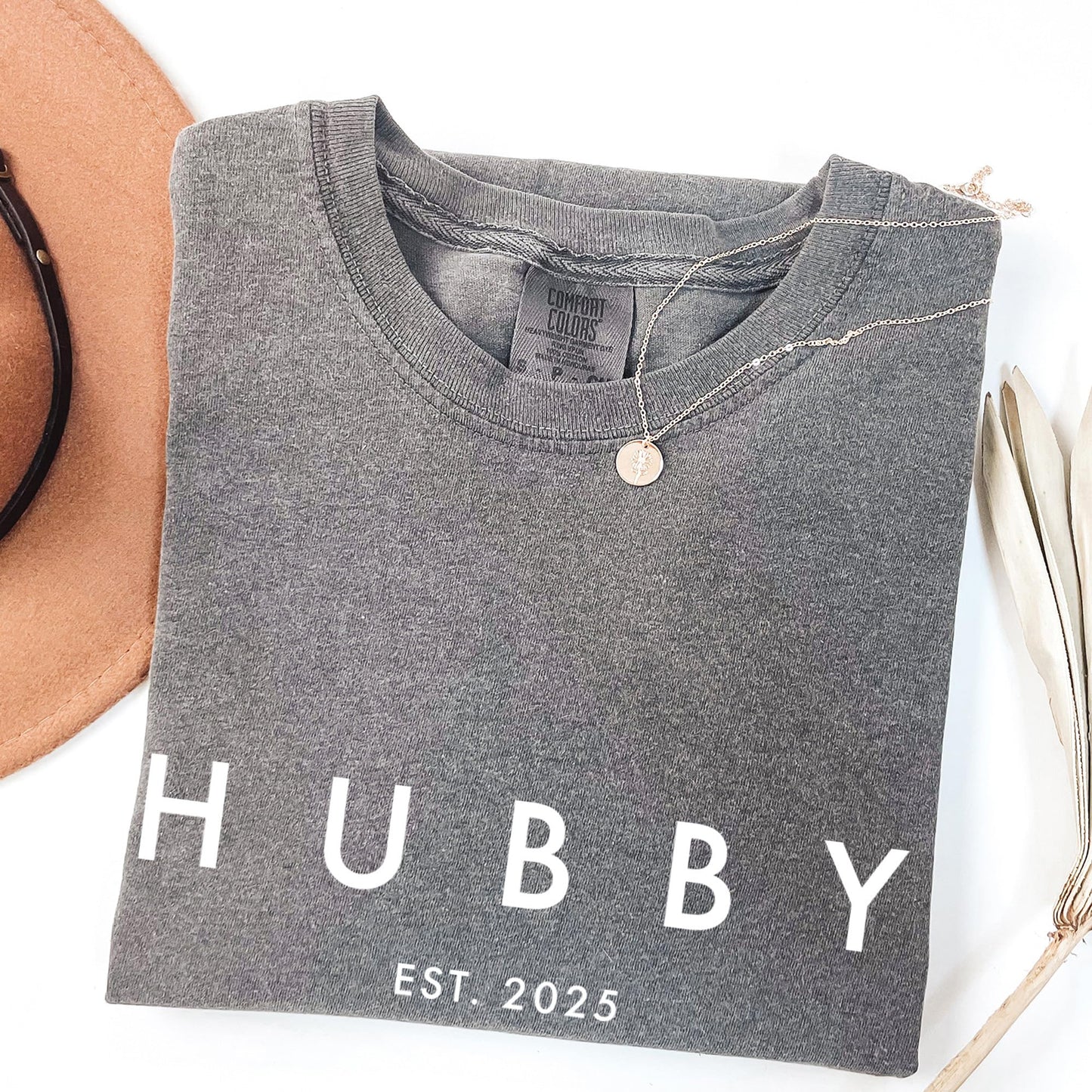 Couple T-Shirt for Men, Women, Hubby and Wifey Est. 2025 Honeymoon Shirt 100% Cotton Retro Look Oversized Graphic Tee